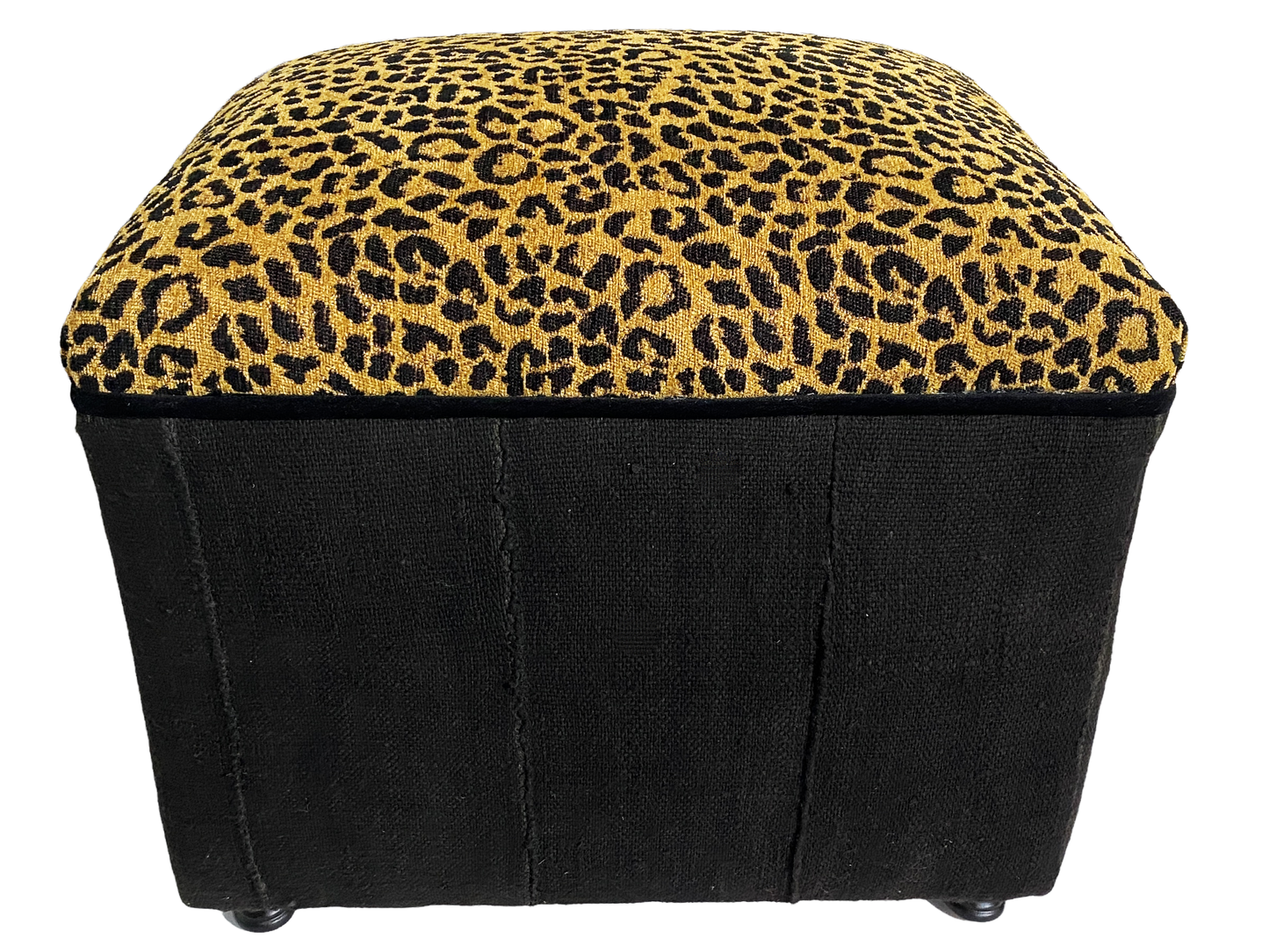 #4640 Custom Made Velvet Animal Print Ottoman/Footstool 16" H