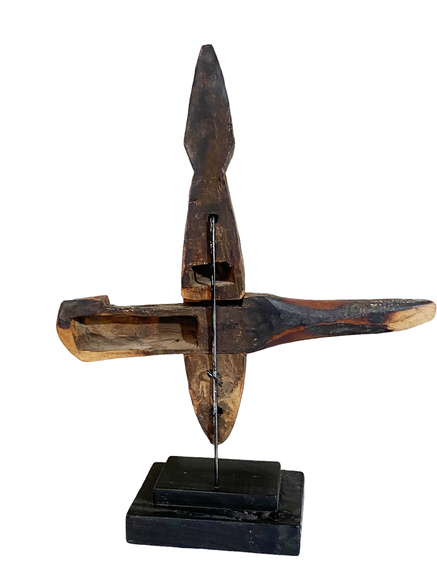 #4729 Old African Dogon Crocodile Lock on Stand Mali 21.5" H