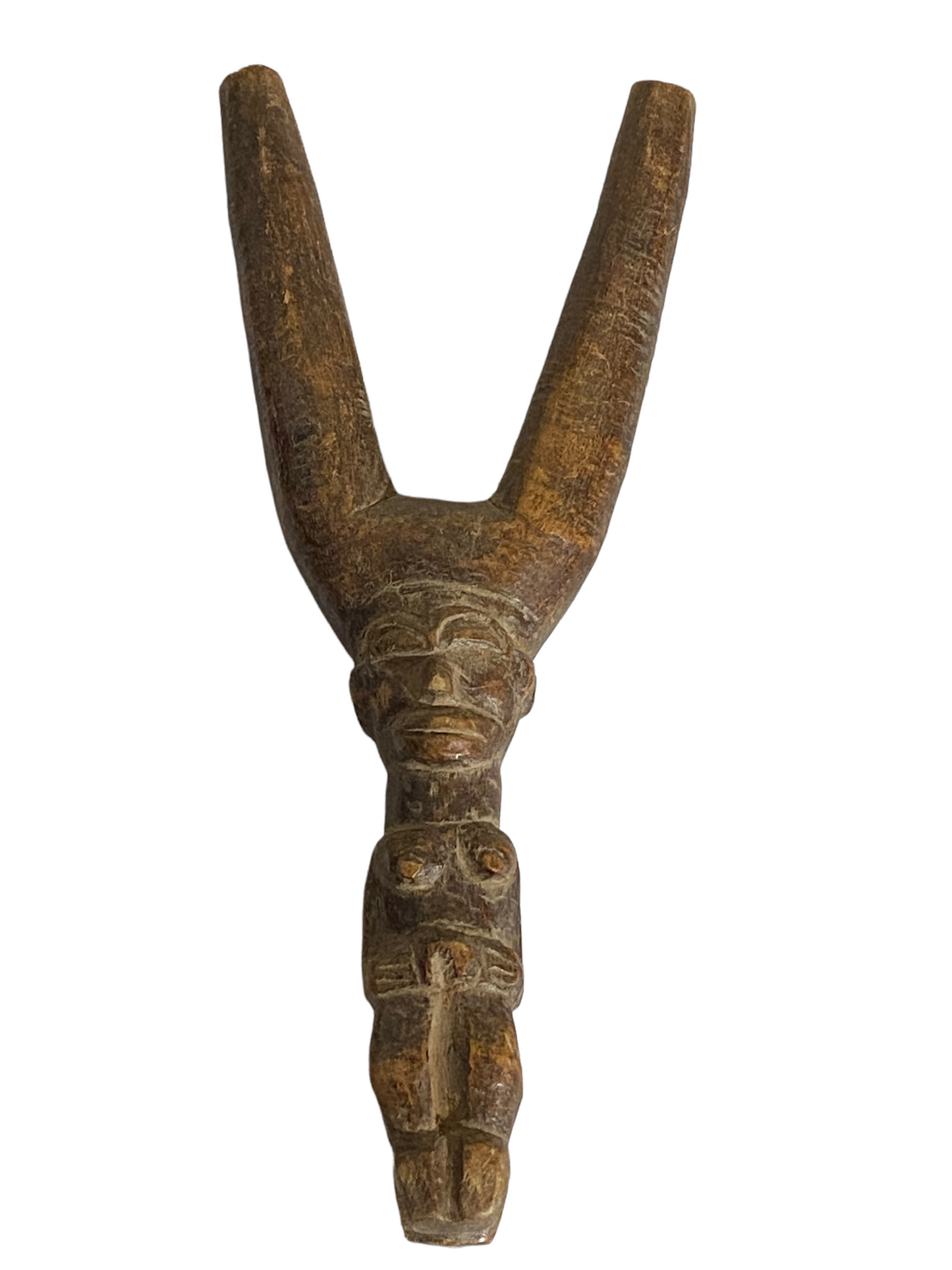#7432 Superb /unique old Lobi Figural Sling shot Burkina Faso African 8" H