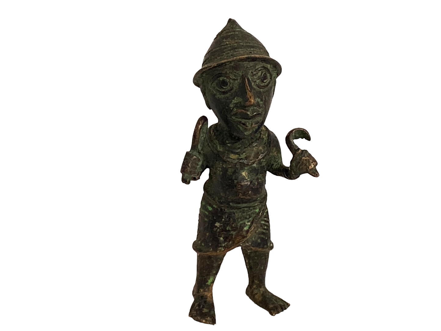 #5069 Benin Bronze Oba King Soldier Nigeria African 6.25 " H