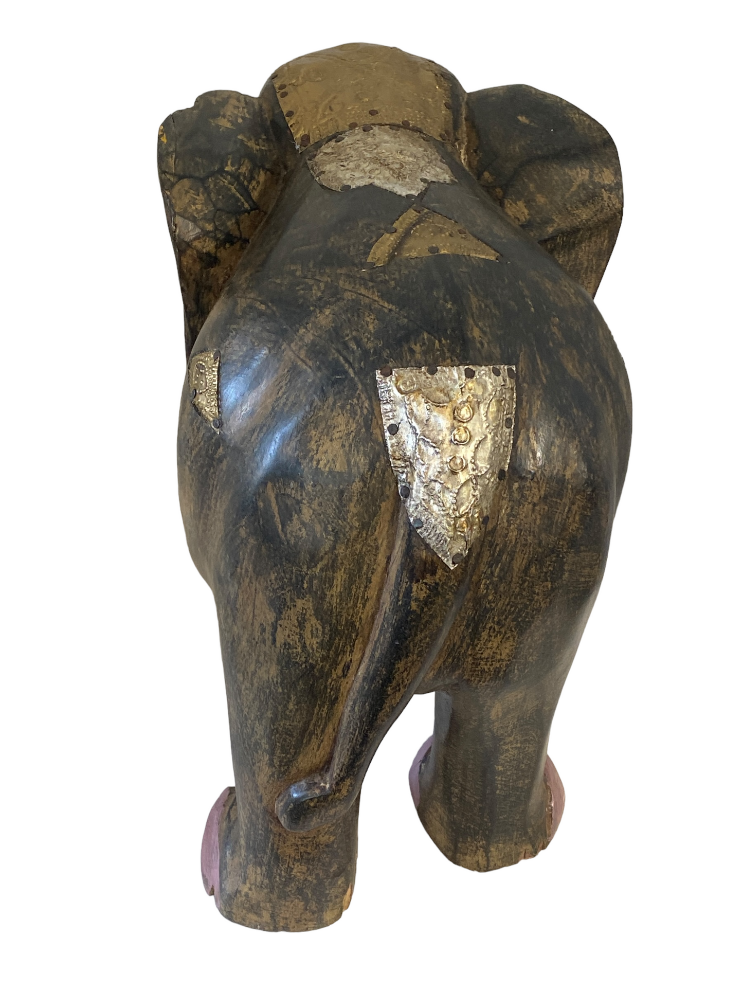 #5231 Vintage Ashanti Elephant  Wooden Sculpture Ghana 13" H
