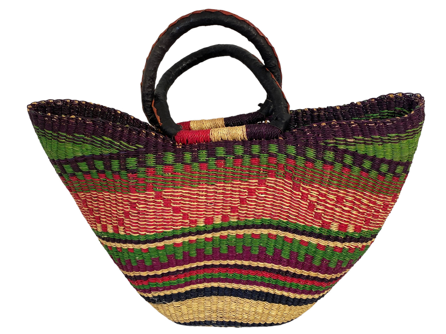 #5384 Large Colorful Saint -Tropez Style African Basket 18" H by 20" W