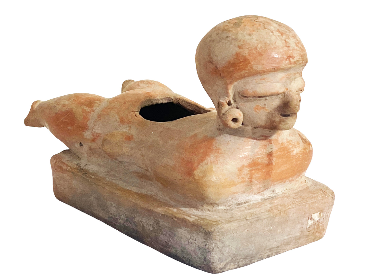 # 230 Rare Pre-Columbian - Jama Coaque Male Figure W/Helmet