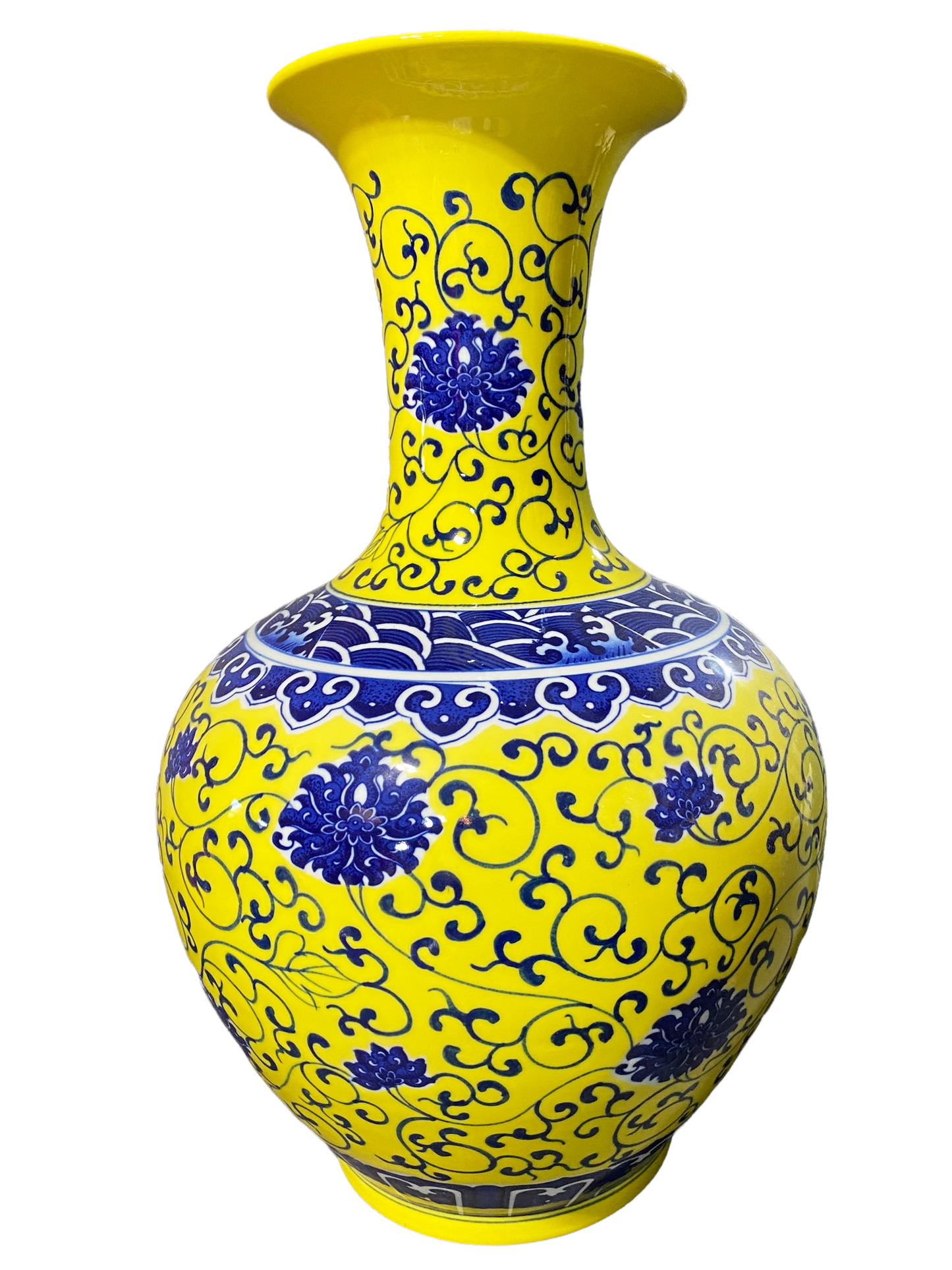 #4735 Chinoiserie Famille Jaune Porcelain Onion Shape Vase