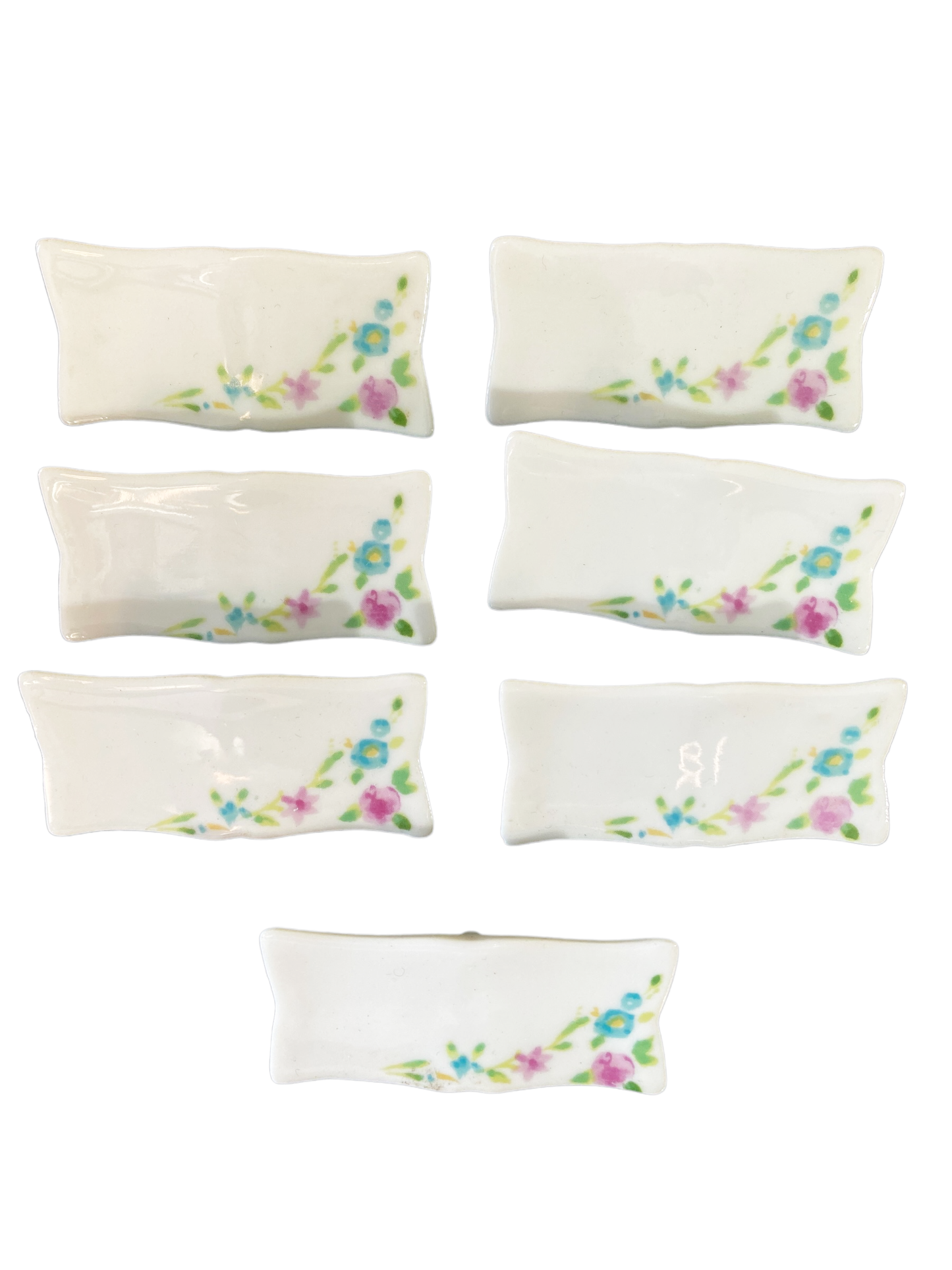 #4934 Vintage Porcelain Name Card Holders Set of Seven