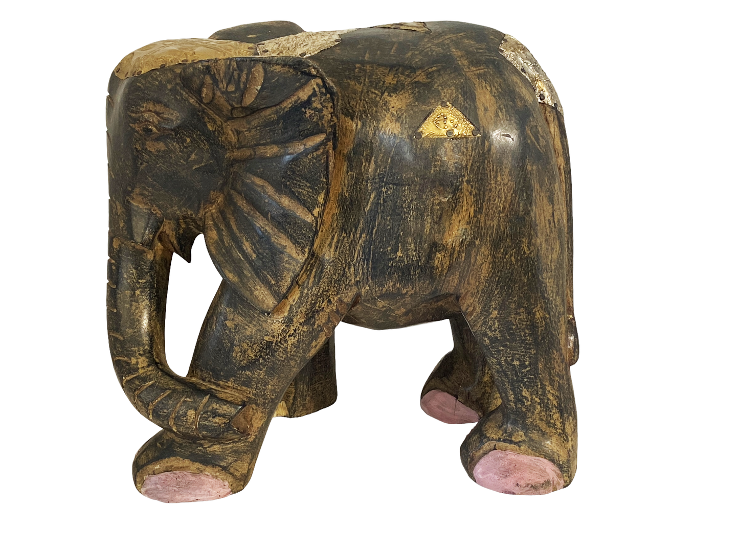 #5231 Vintage Ashanti Elephant  Wooden Sculpture Ghana 13" H