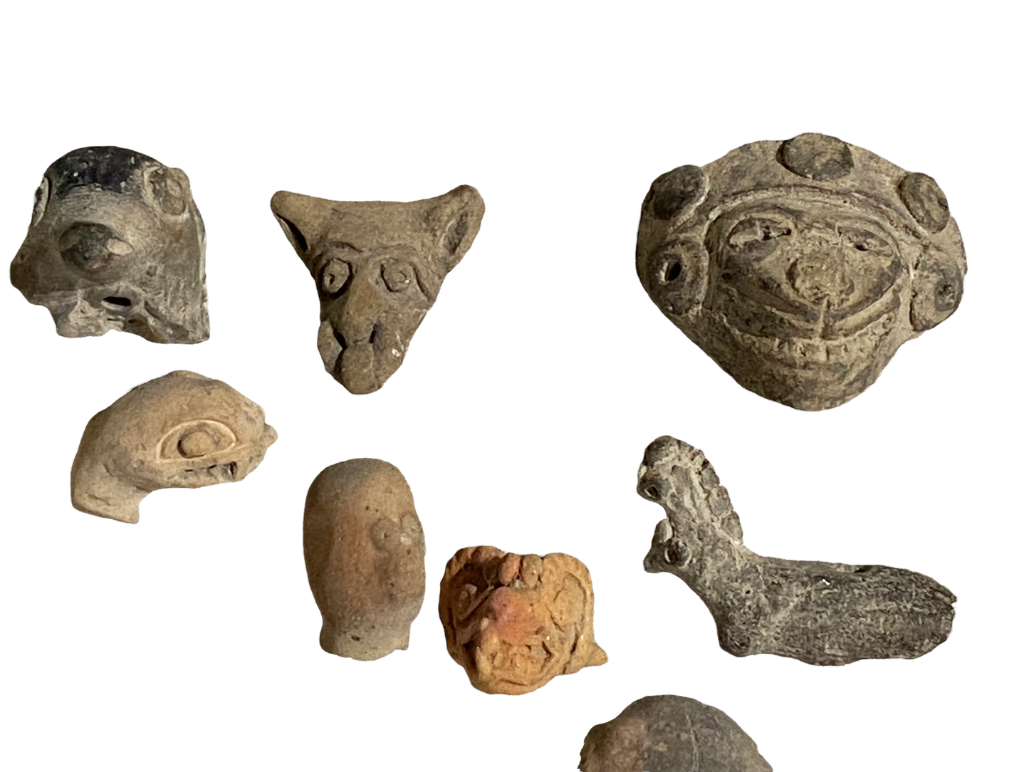 #4639 Rare Pre-Columbian Mounted Pottery 16 Fragments