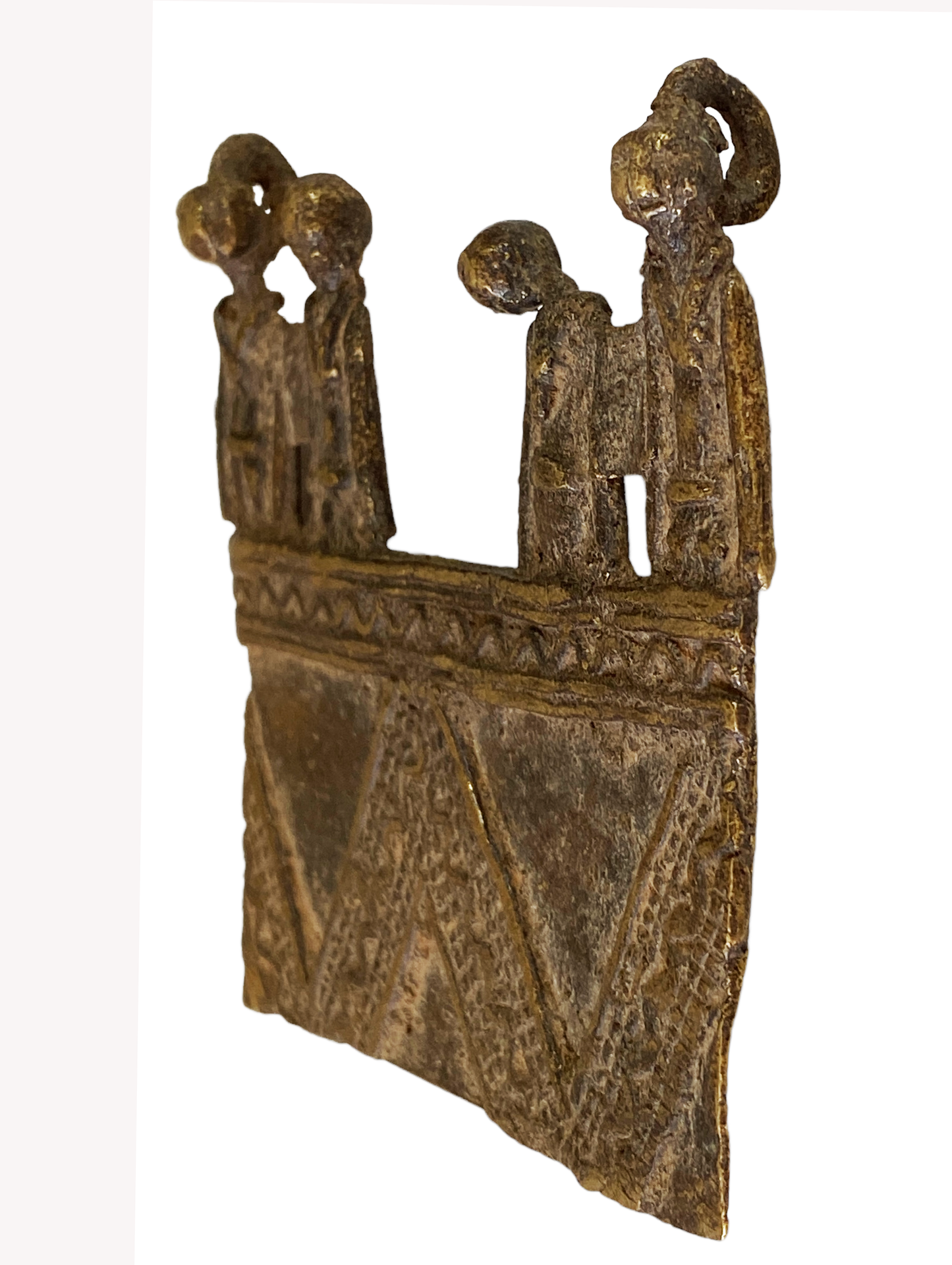 #3930  Lobi Bronze Amulet /Gold Weight Pendant 3.5" H