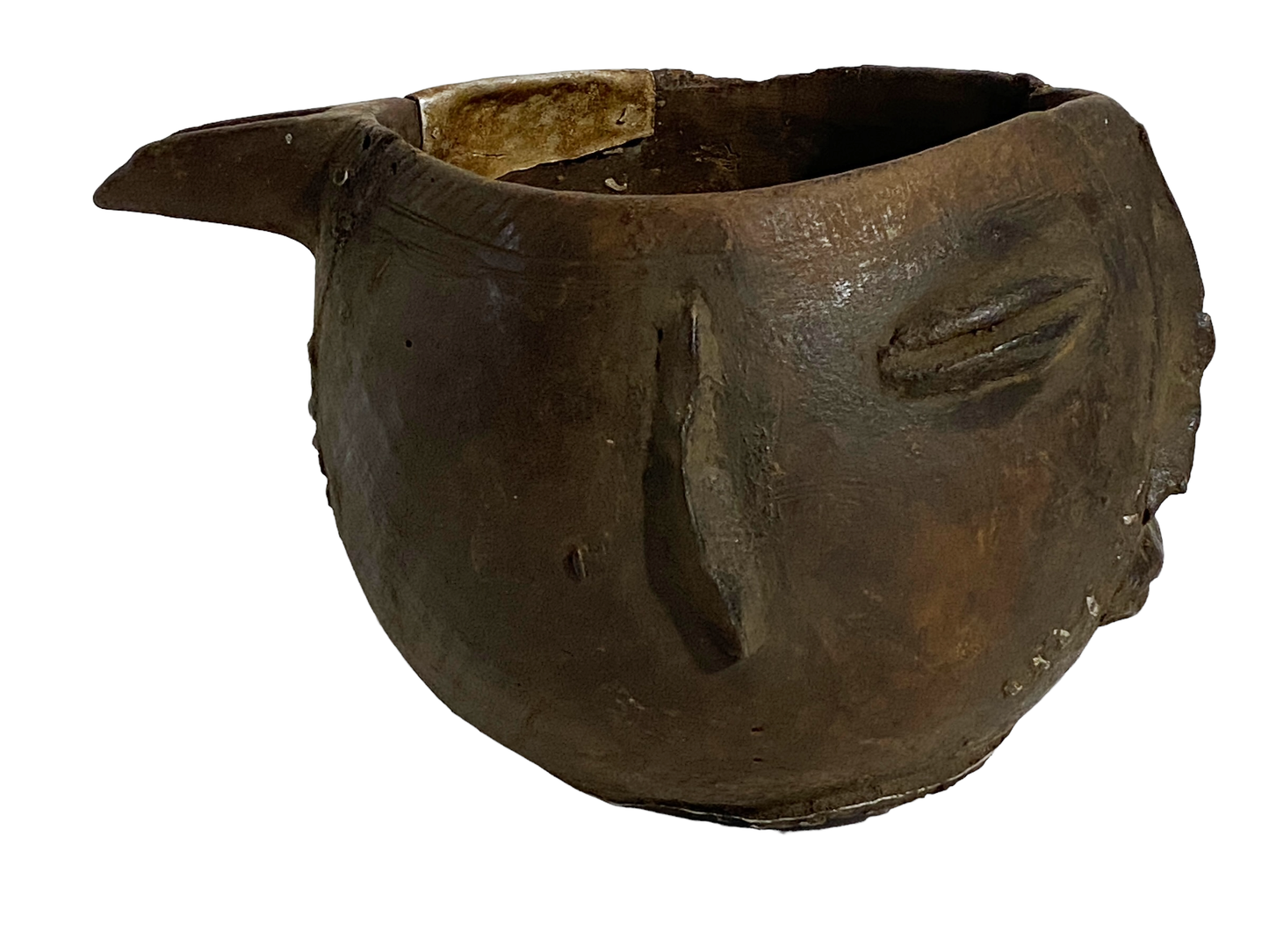 #5043 African Tribal Kuba wooden Cup Figural Head Congo
