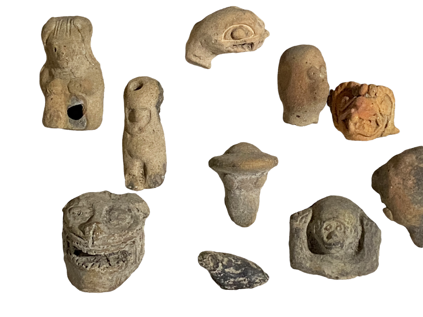 #4639 Rare Pre-Columbian Mounted Pottery 16 Fragments