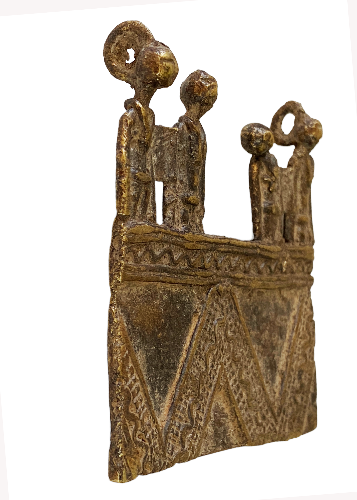 #3930  Lobi Bronze Amulet /Gold Weight Pendant 3.5" H