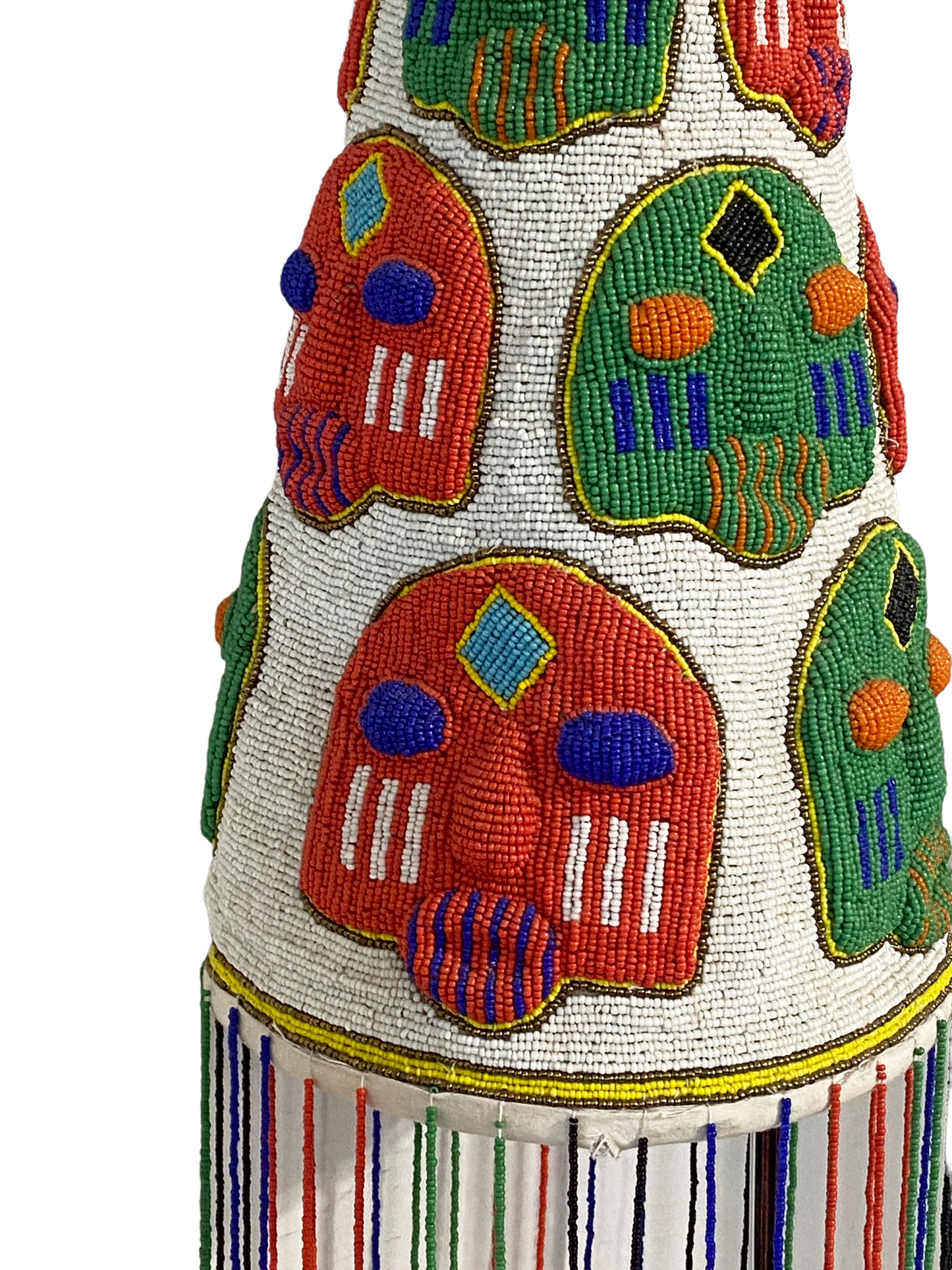 #3748 Stunning African Yoruba Beaded King Crown 23.5" H Nigeria