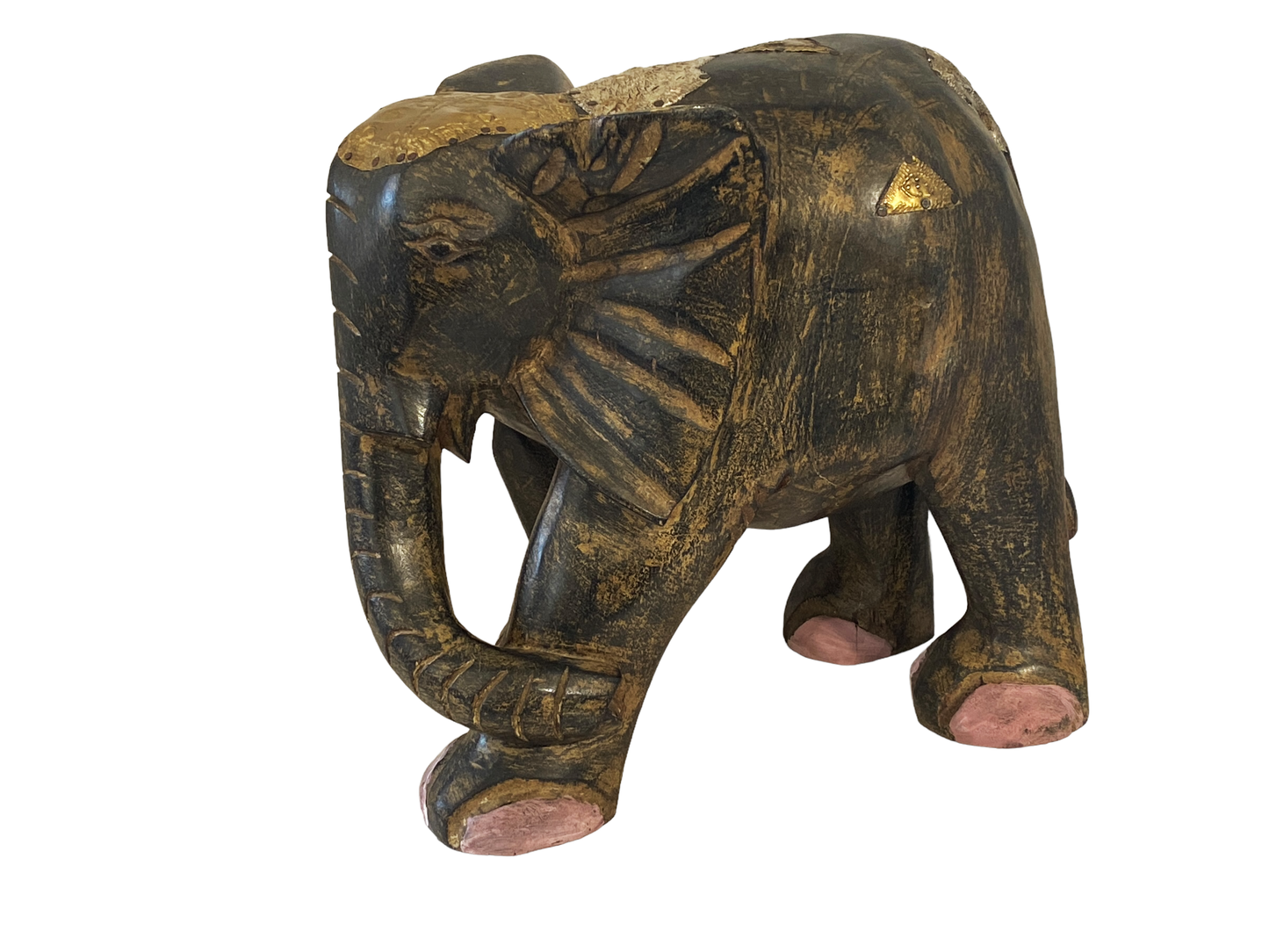 #5231 Vintage Ashanti Elephant  Wooden Sculpture Ghana 13" H