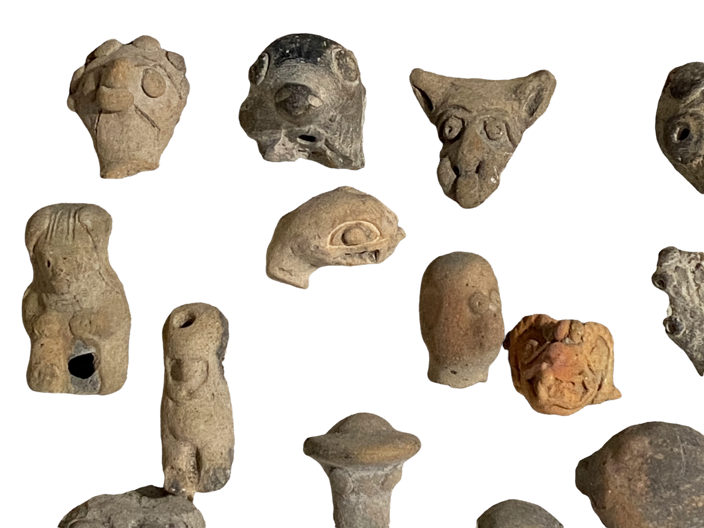 #4639 Rare Pre-Columbian Mounted Pottery 16 Fragments