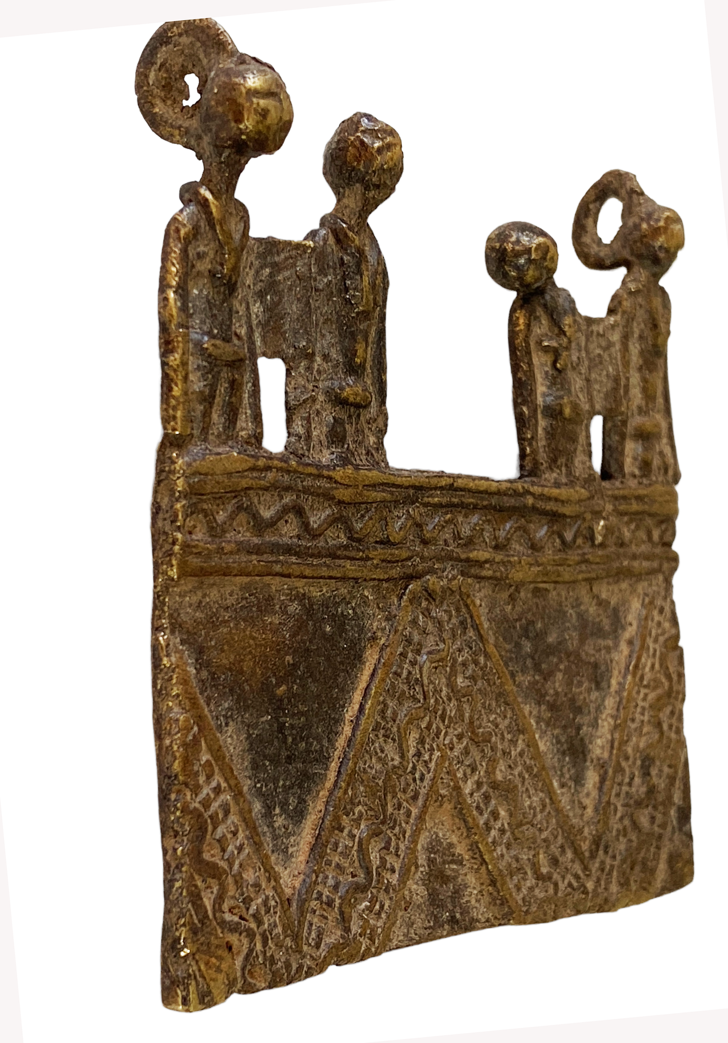 #3930  Lobi Bronze Amulet /Gold Weight Pendant 3.5" H