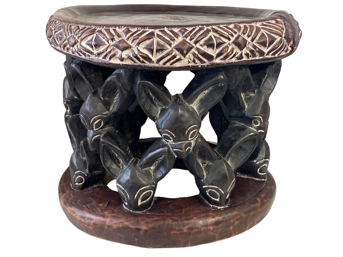 #5429 Vintage Bamileke Nobility Elephant Stool/Table Cameroon 14.5" H