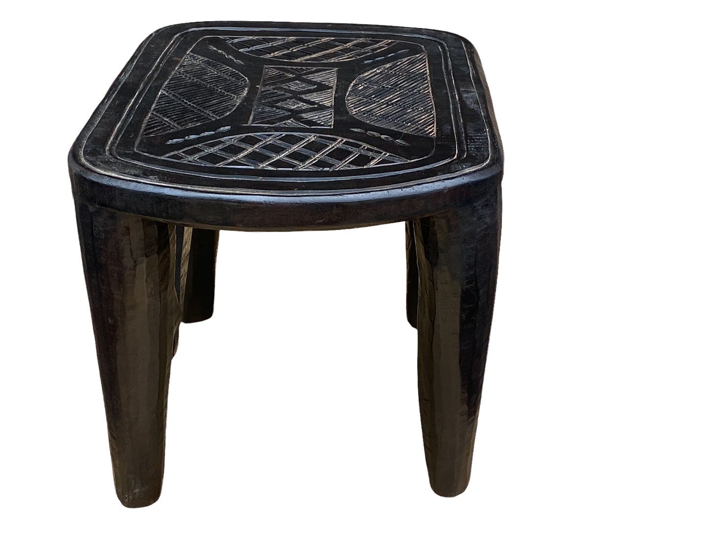 #4512 Superb African LG Nupe Stool Nigeria 22.5" W by 14.5" H