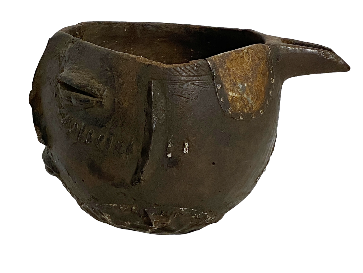 #5043 African Tribal Kuba wooden Cup Figural Head Congo