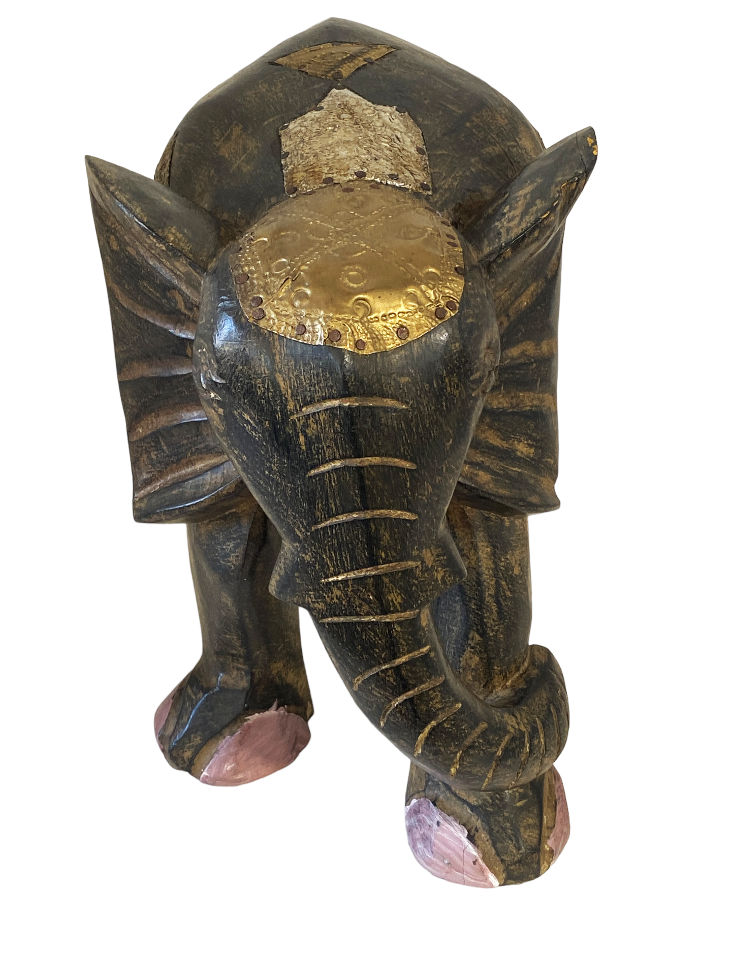 #5231 Vintage Ashanti Elephant  Wooden Sculpture Ghana 13" H