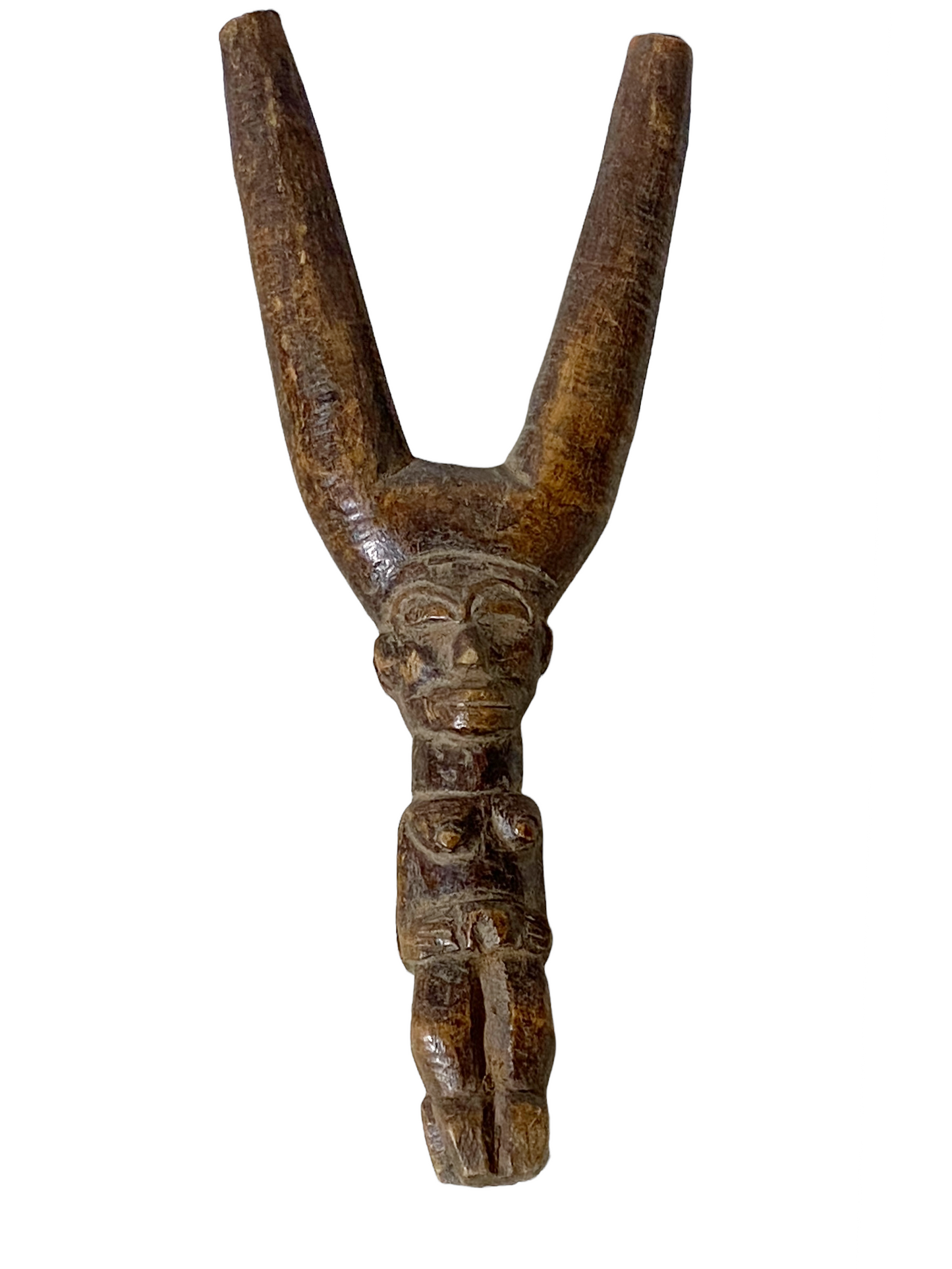 #7432 Superb /unique old Lobi Figural Sling shot Burkina Faso African 8" H