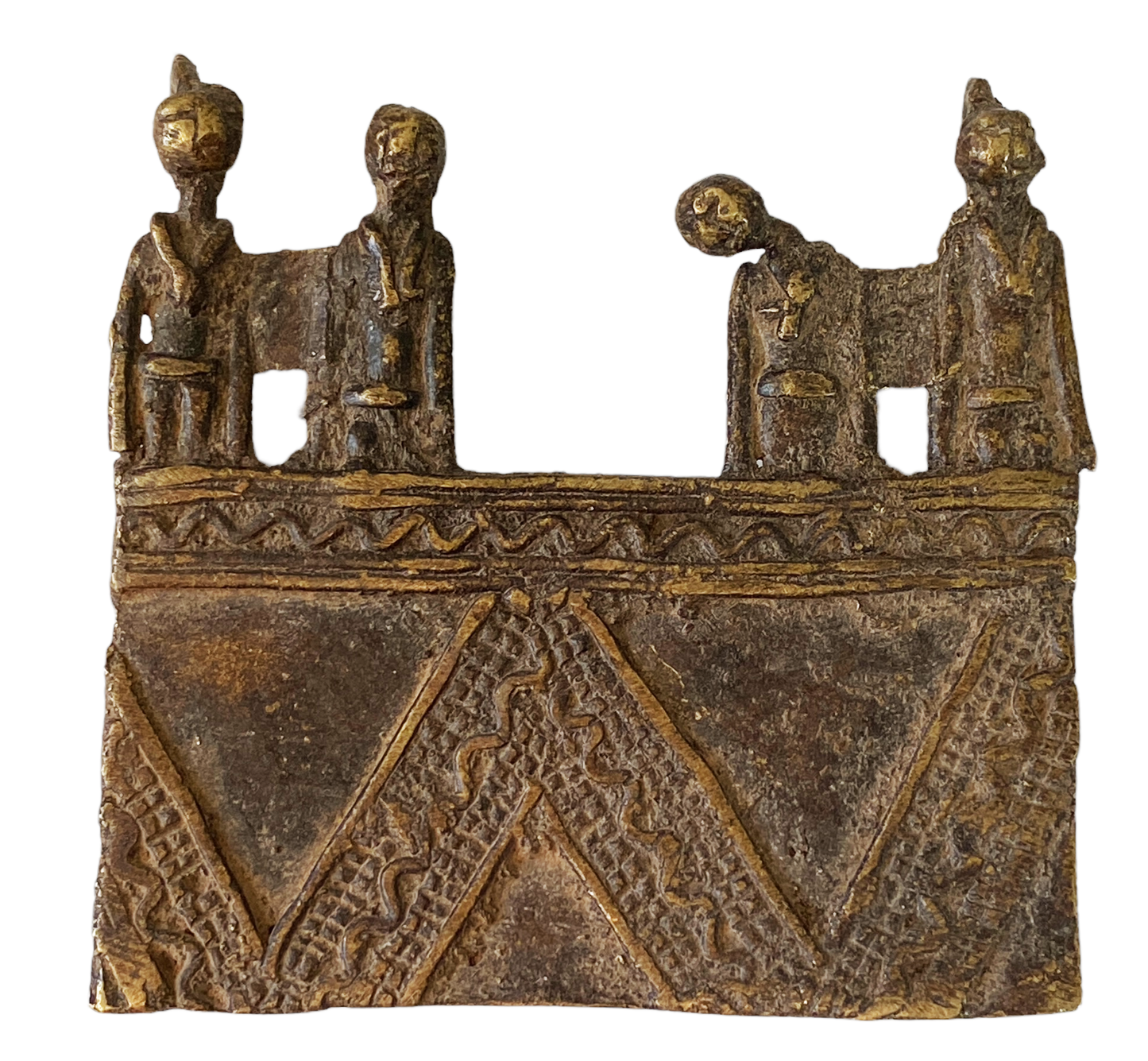 #3930  Lobi Bronze Amulet /Gold Weight Pendant 3.5" H