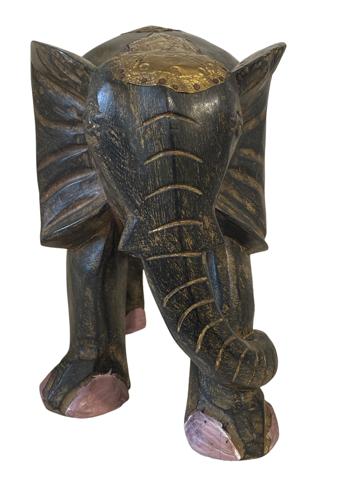#5231 Vintage Ashanti Elephant  Wooden Sculpture Ghana 13" H