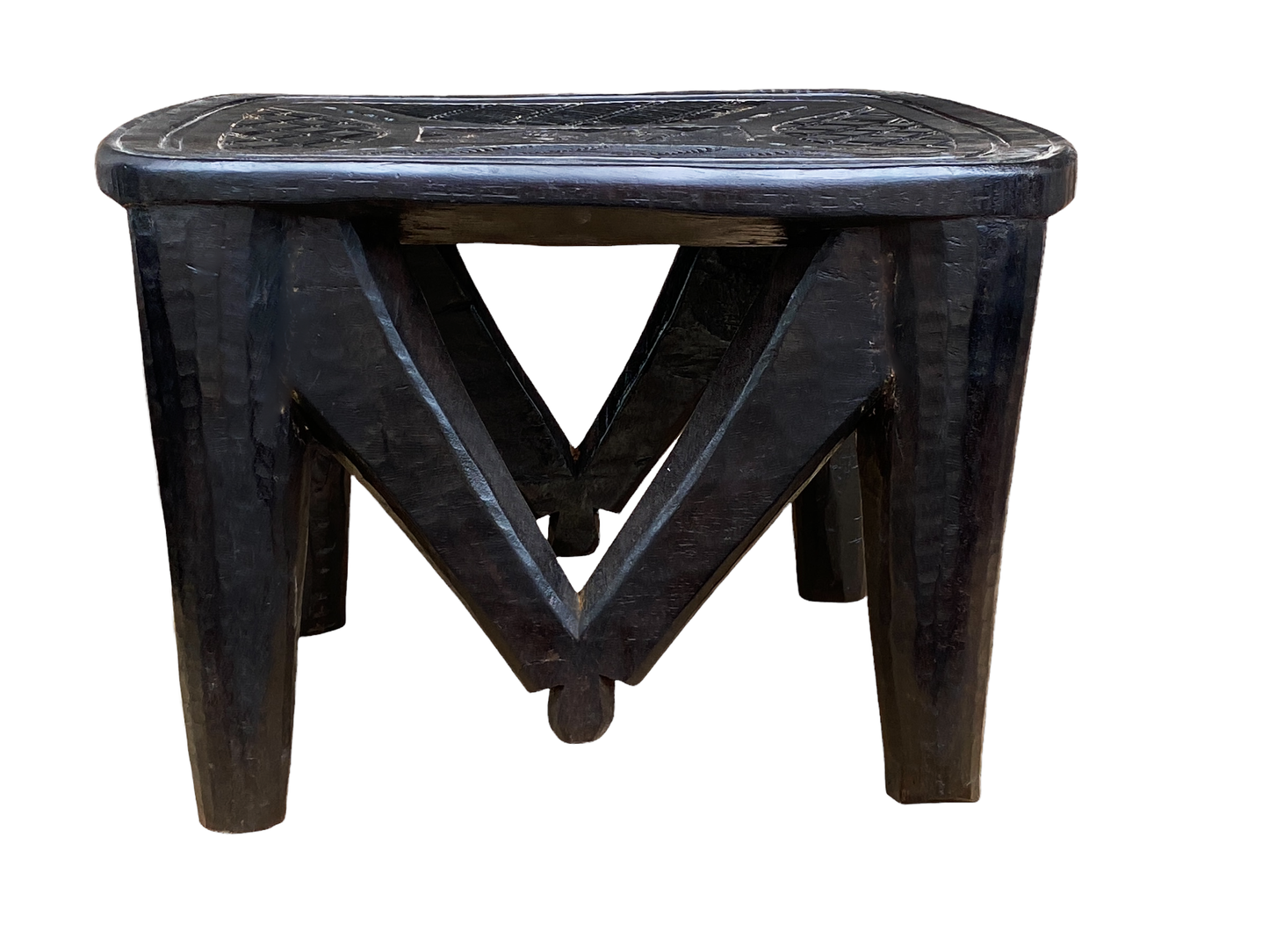 #4512 Superb African LG Nupe Stool Nigeria 22.5" W by 14.5" H