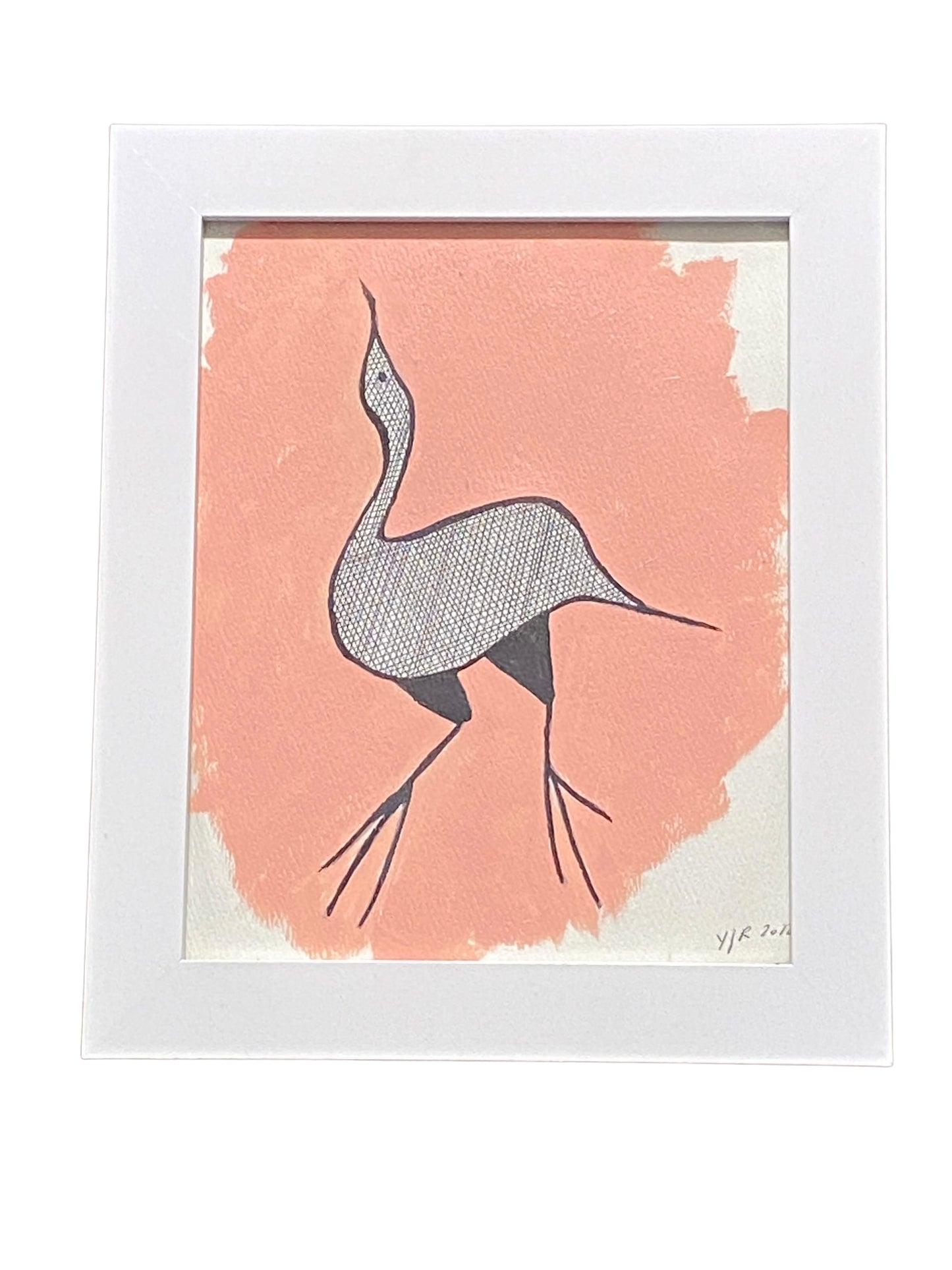 #5012 YJR Acrylic on Paper Framed 12" H