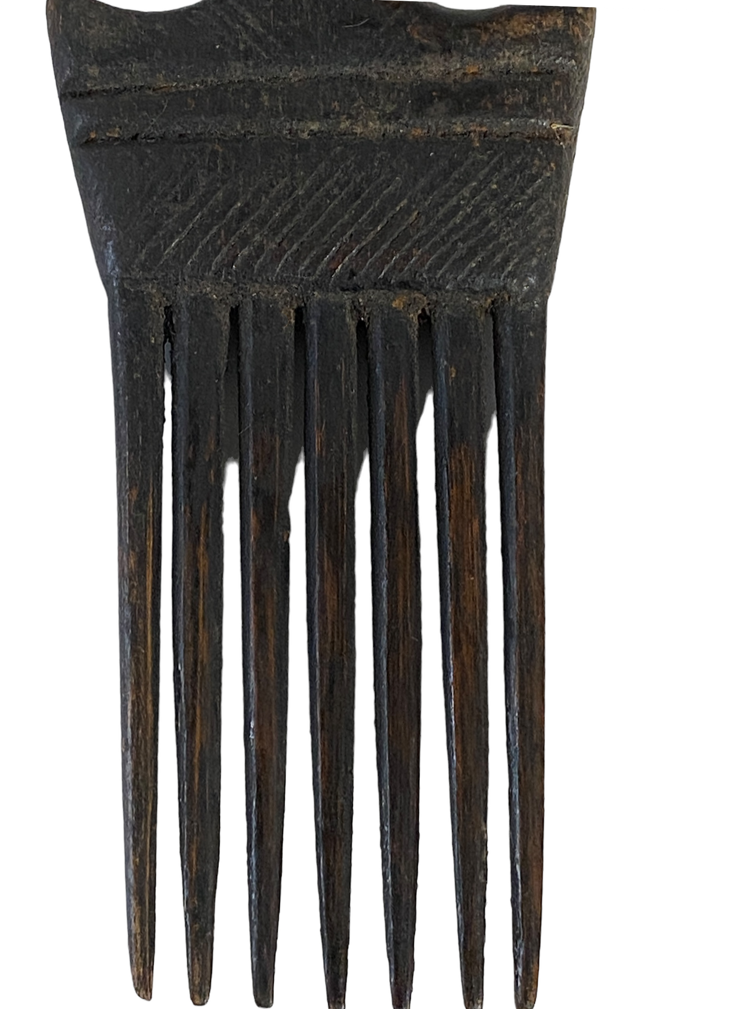 #917 African Baule I.Coast Comb W/ Aluminum Bird Head Sculpture 8 " h