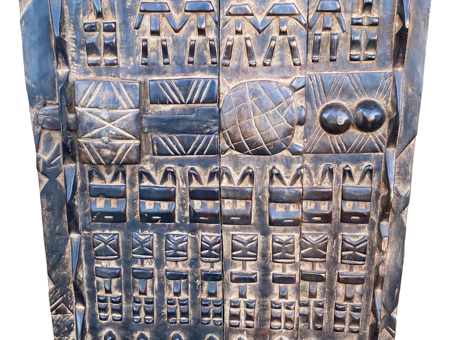 # 5106 Dogon Turtle Door With Figures Mali African 46.5" H