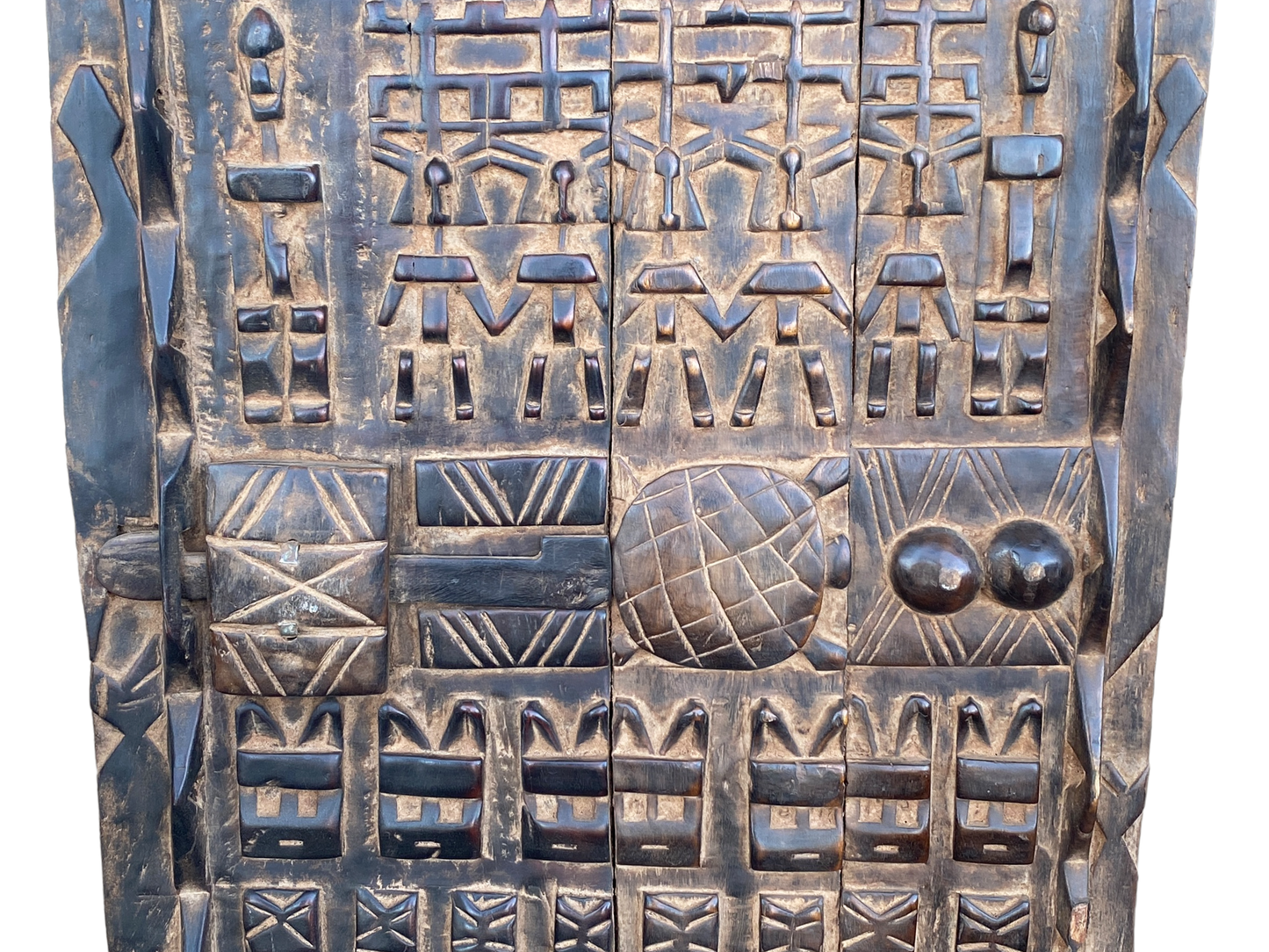 # 5106 Dogon Turtle Door With Figures Mali African 46.5" H