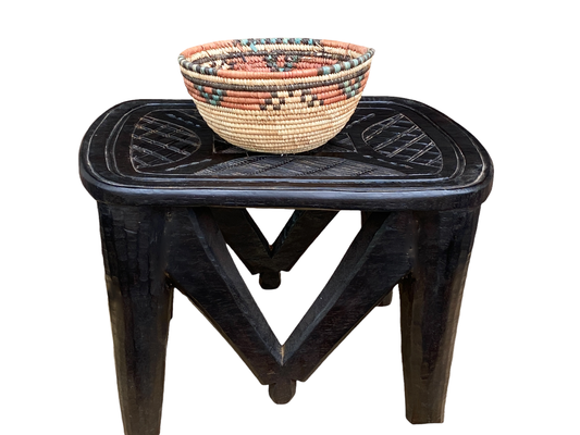 #4512 Superb African LG  Nupe Stool Nigeria  22.5" W by 14.5" H