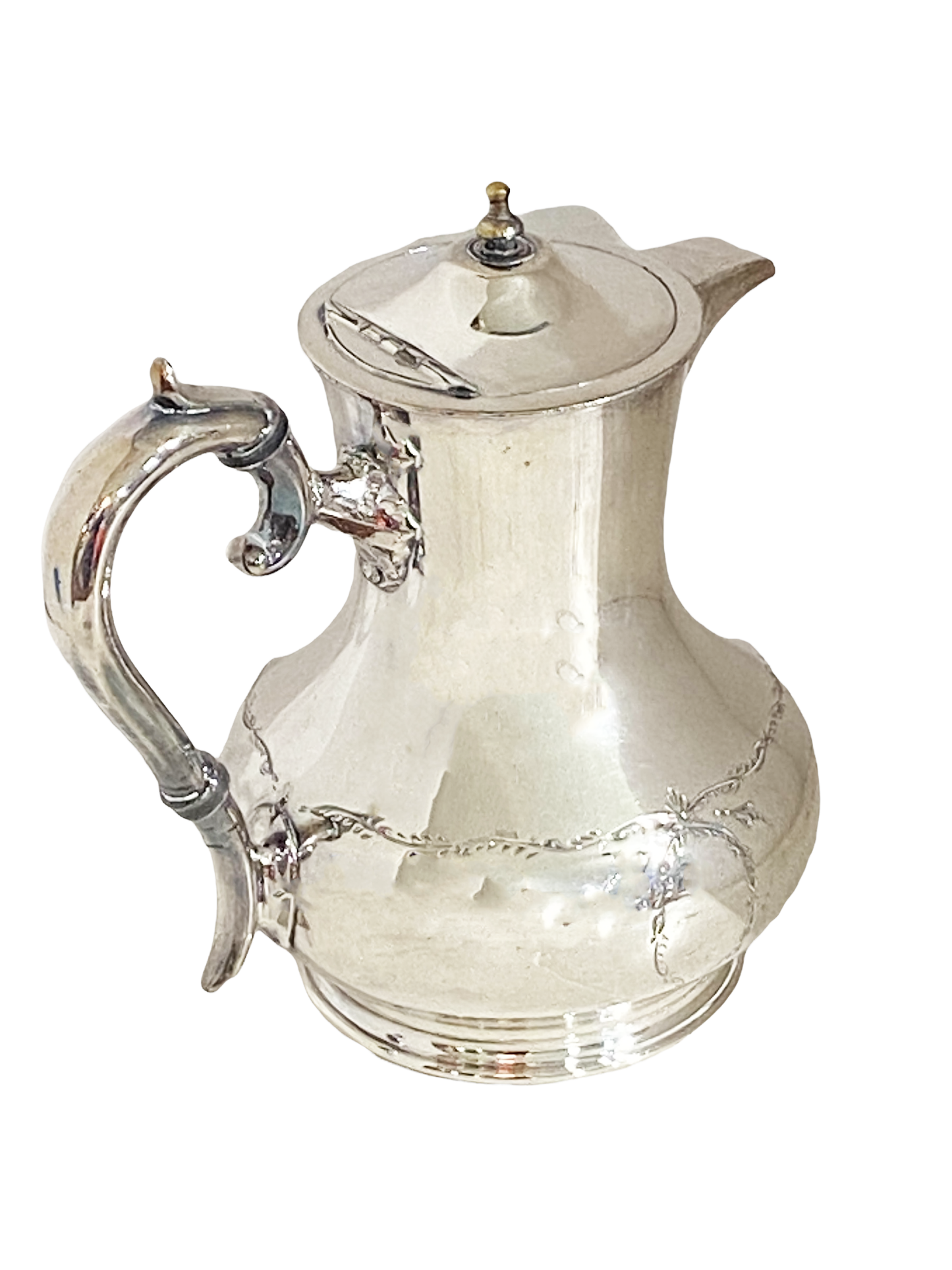 #4175 English Improved Hard White Metal Coffee pot 6" H