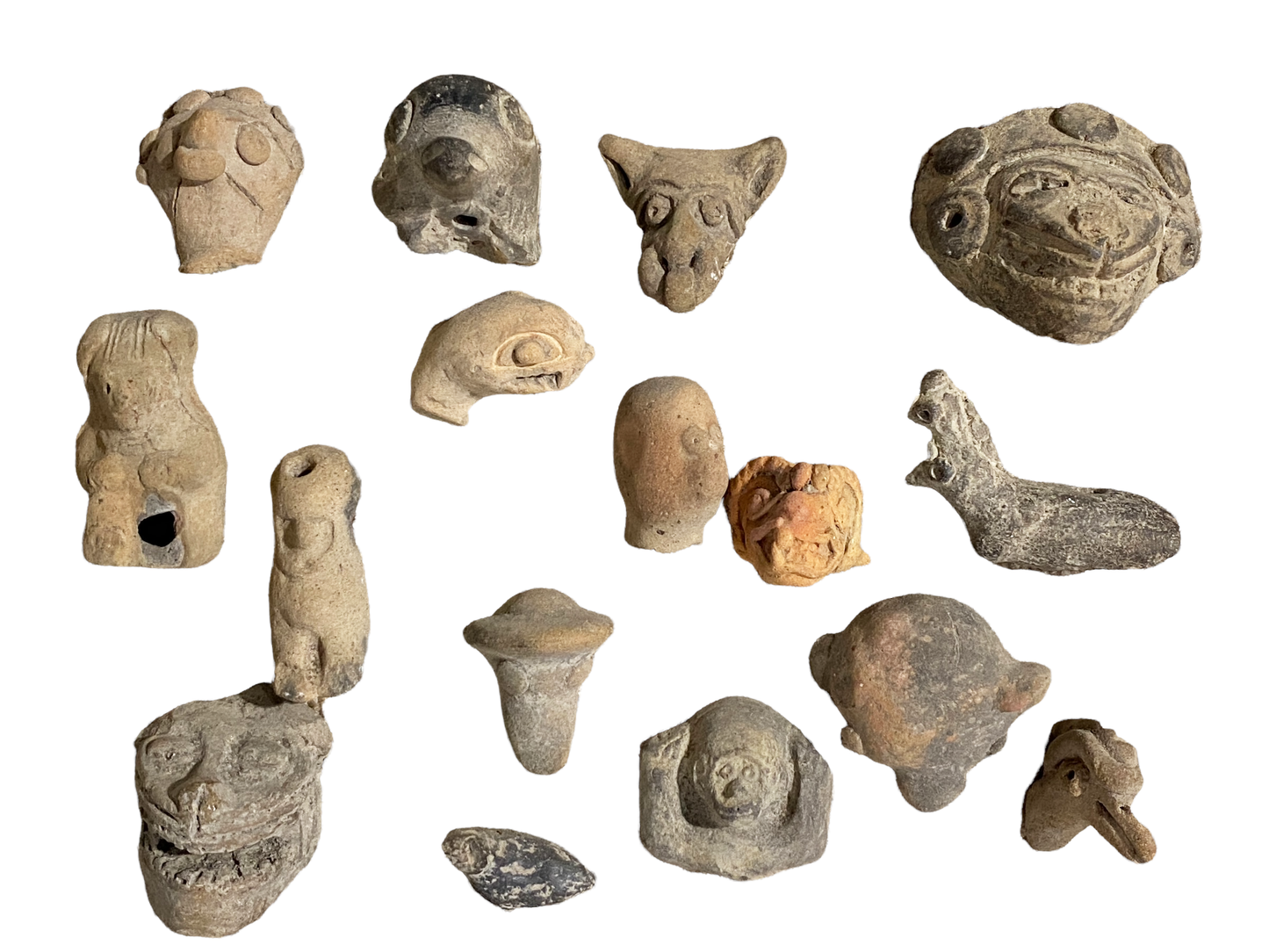 #4639 Rare Pre-Columbian Mounted Pottery 16 Fragments