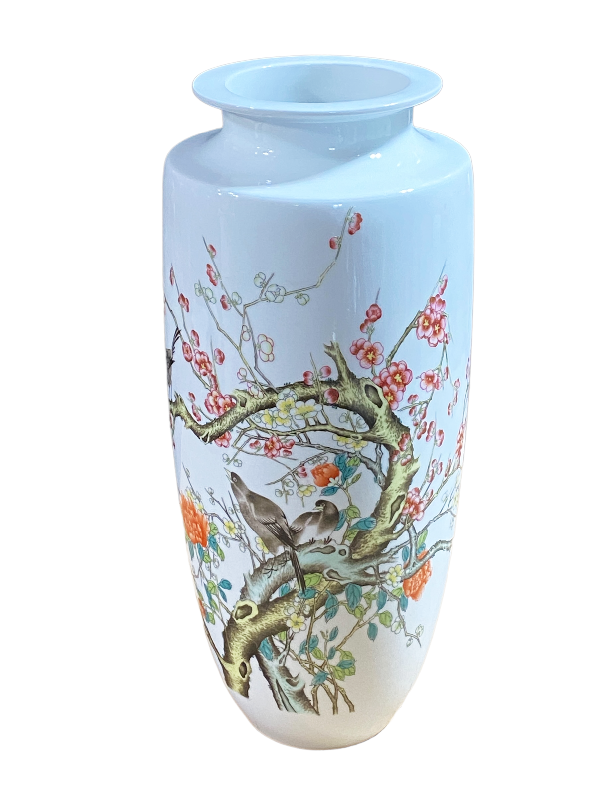 #3248 Chinoiserie Porcelain Egg Shell Vase 15" h