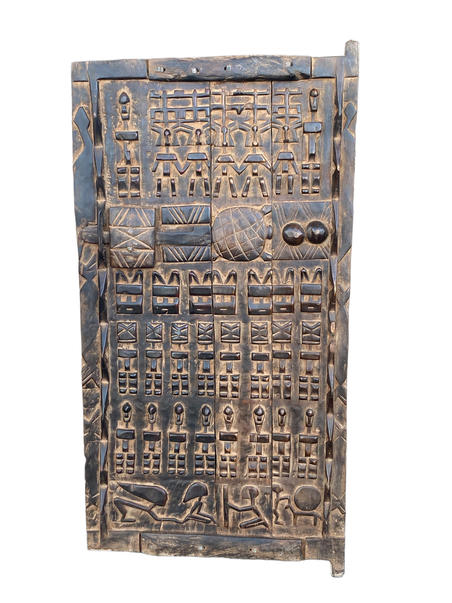 # 5106 Dogon Turtle Door With Figures Mali African 46.5" H