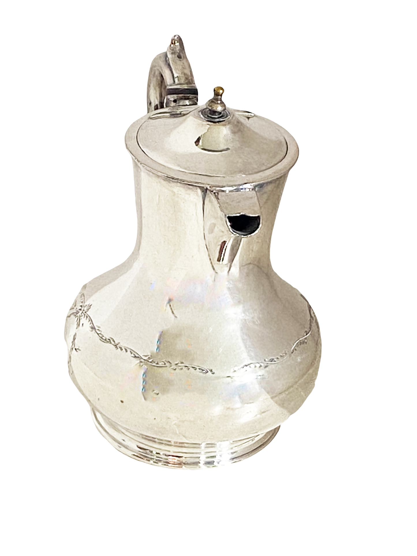 #4175 English Improved Hard White Metal Coffee pot 6" H