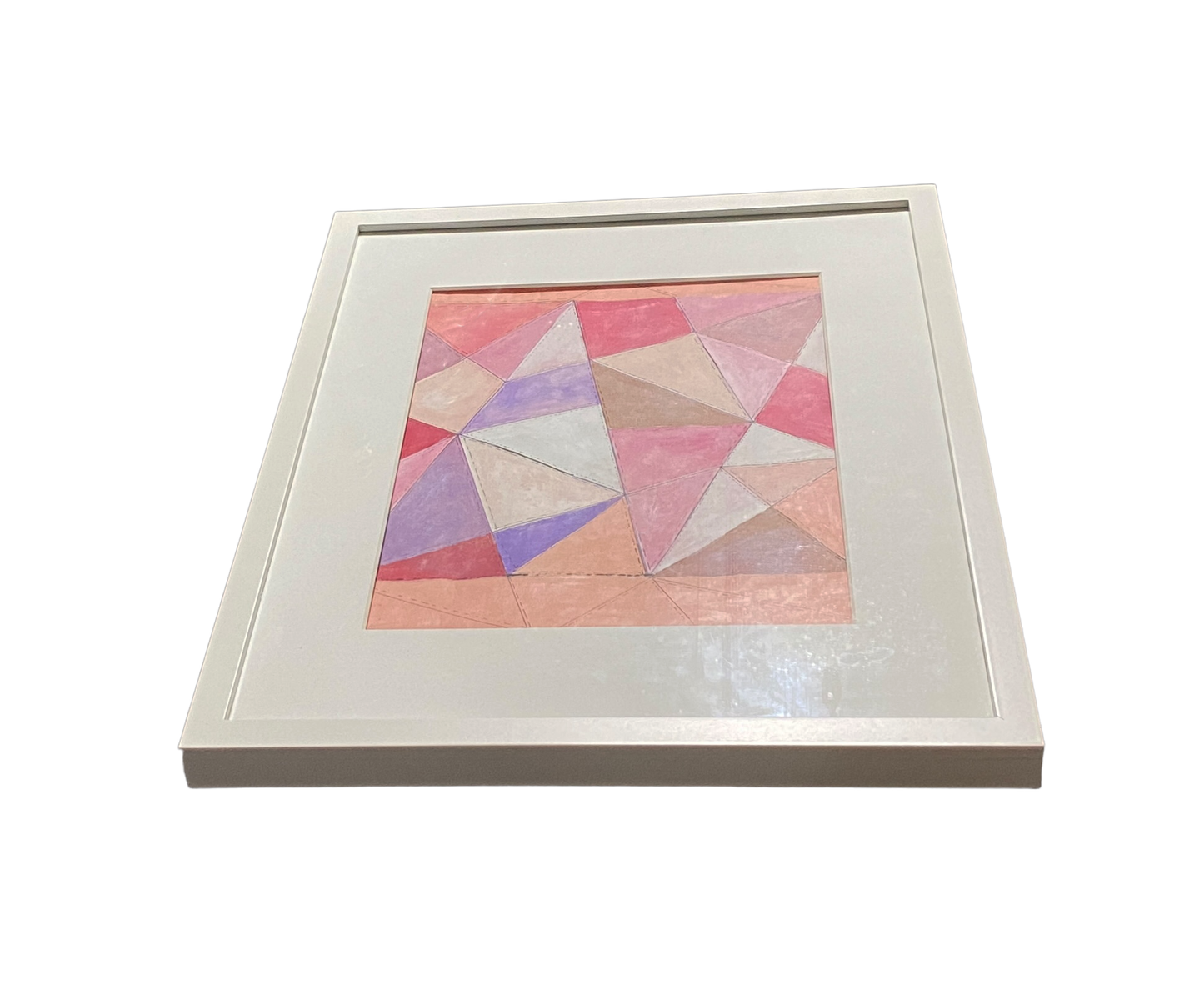 #5011 Acrylic on Paper Framed Abstract Titled Bojagi Stitches