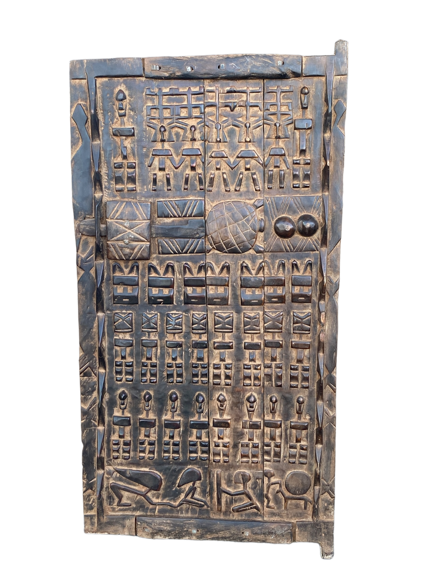 # 5106 Dogon Turtle Door With Figures Mali African 46.5" H