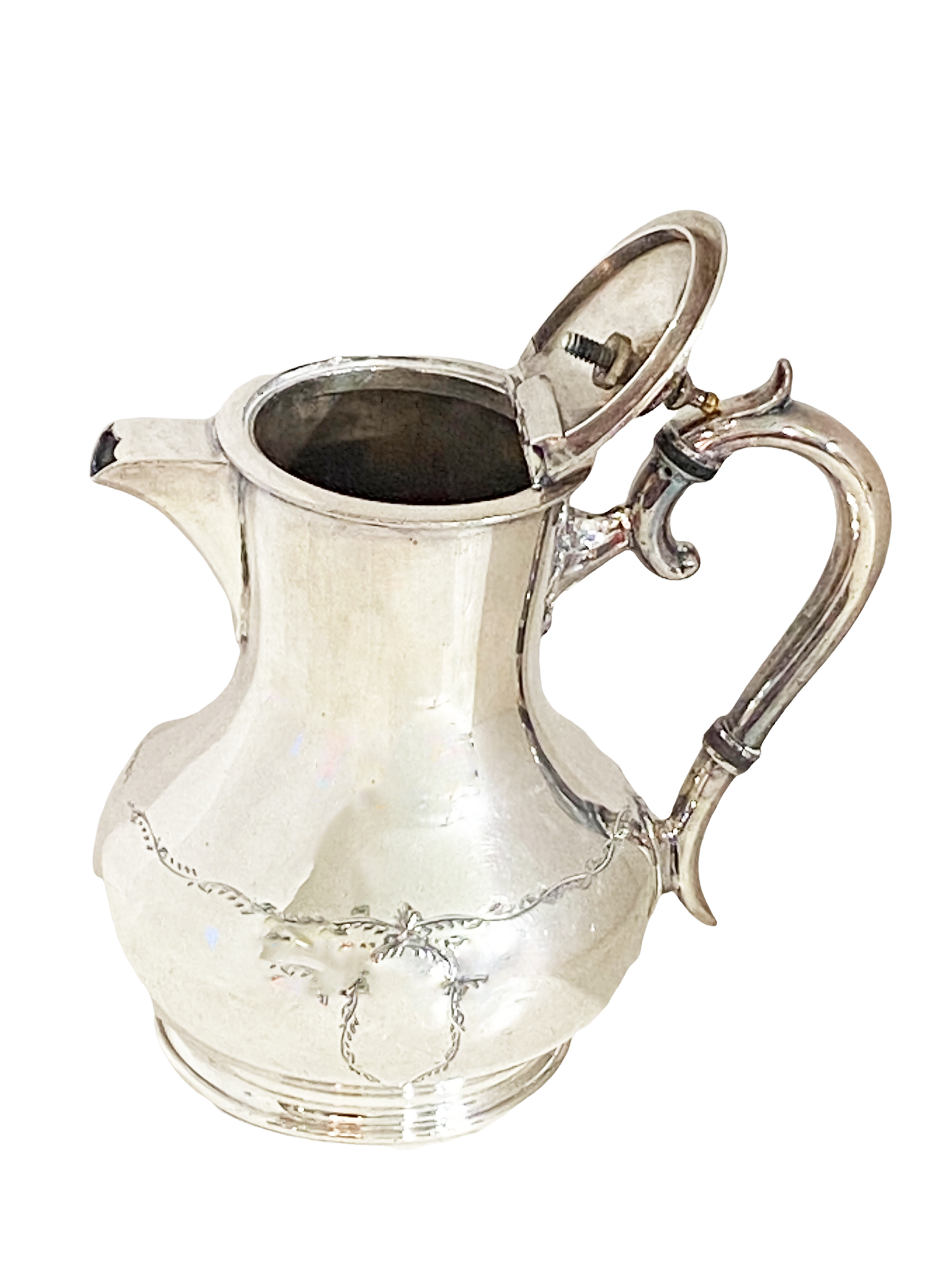 #4175 English Improved Hard White Metal Coffee pot 6" H