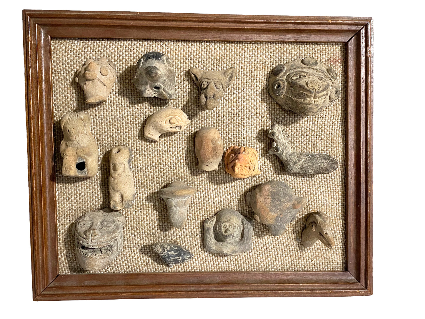 #4639 Rare Pre-Columbian Mounted Pottery 16 Fragments