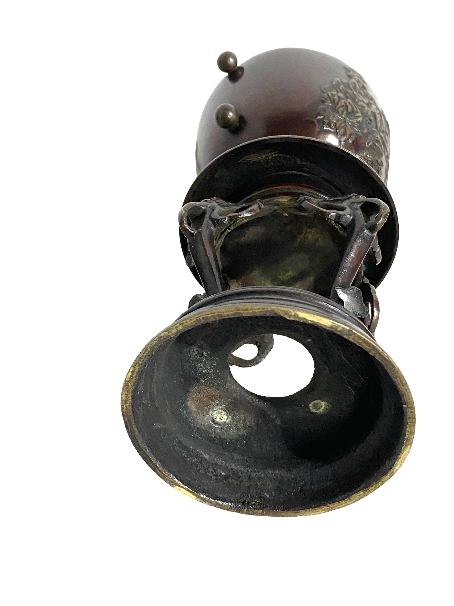 #6747 Old Japanese Bronze Incense Burner 8" H