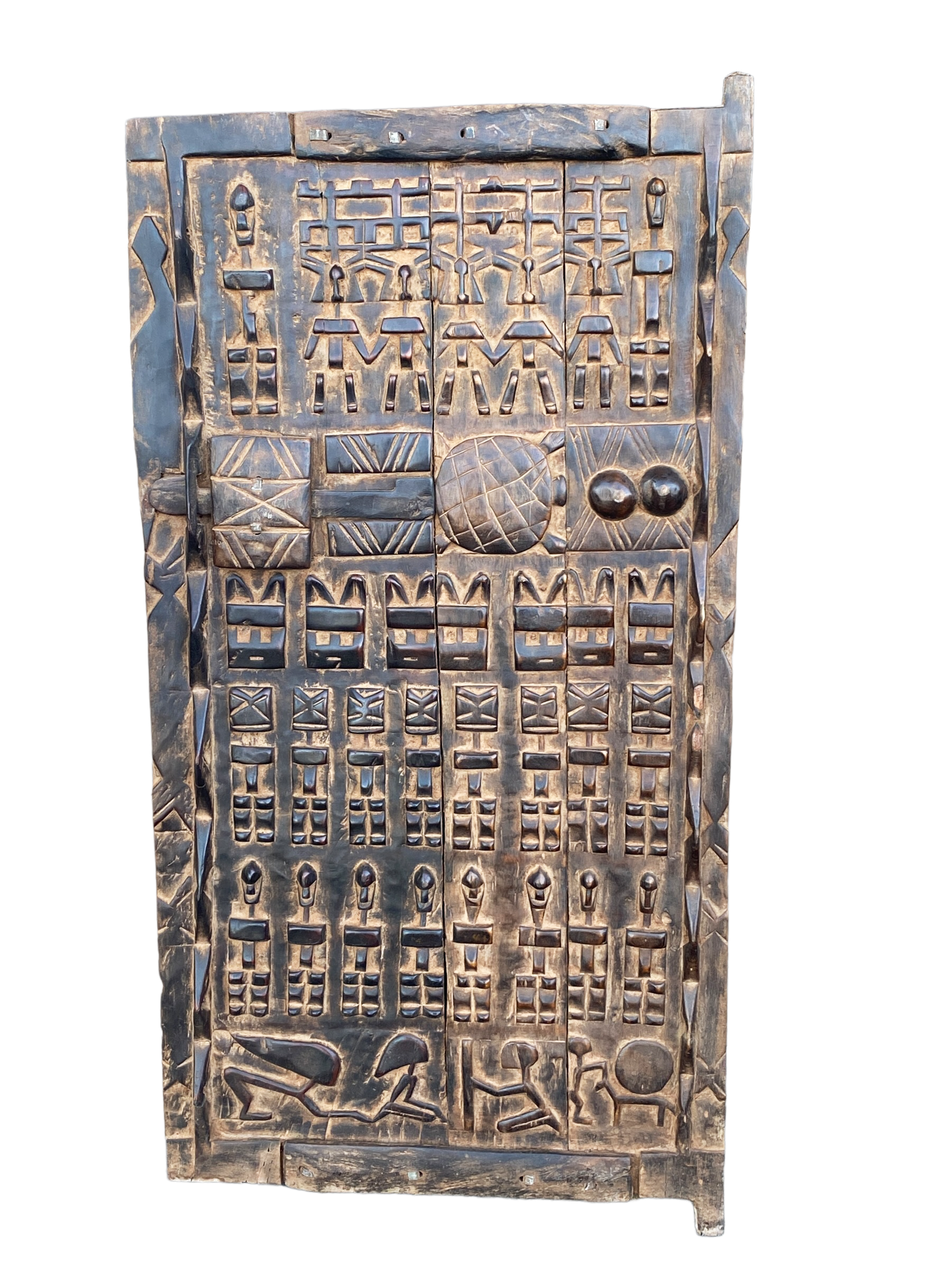 # 5106 Dogon Turtle Door With Figures Mali African 46.5" H