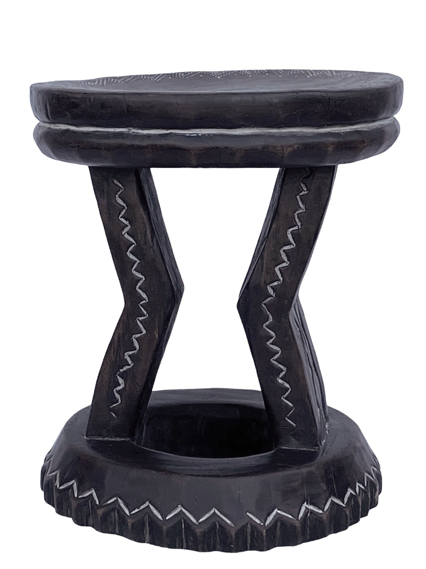 #5439 Superb/ Rare African Old Baule Stool 16.5" H