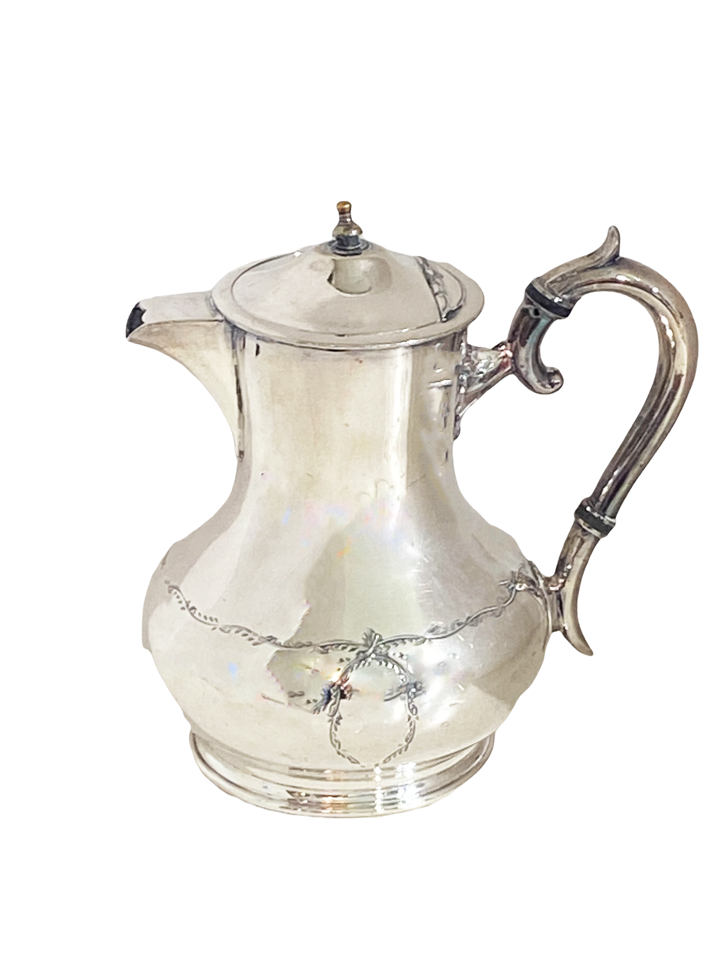 #4175 English Improved Hard White Metal Coffee pot 6" H