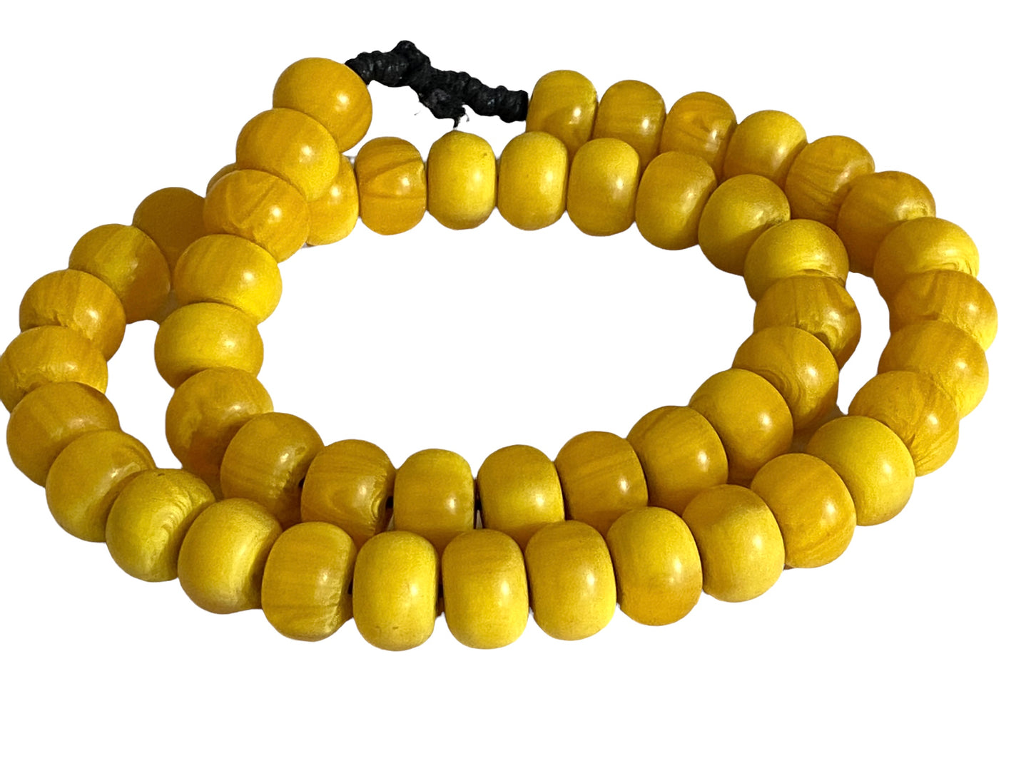 #4558 Vintage African Simulated Copal Amber Necklace W/ 50 Trade Beads