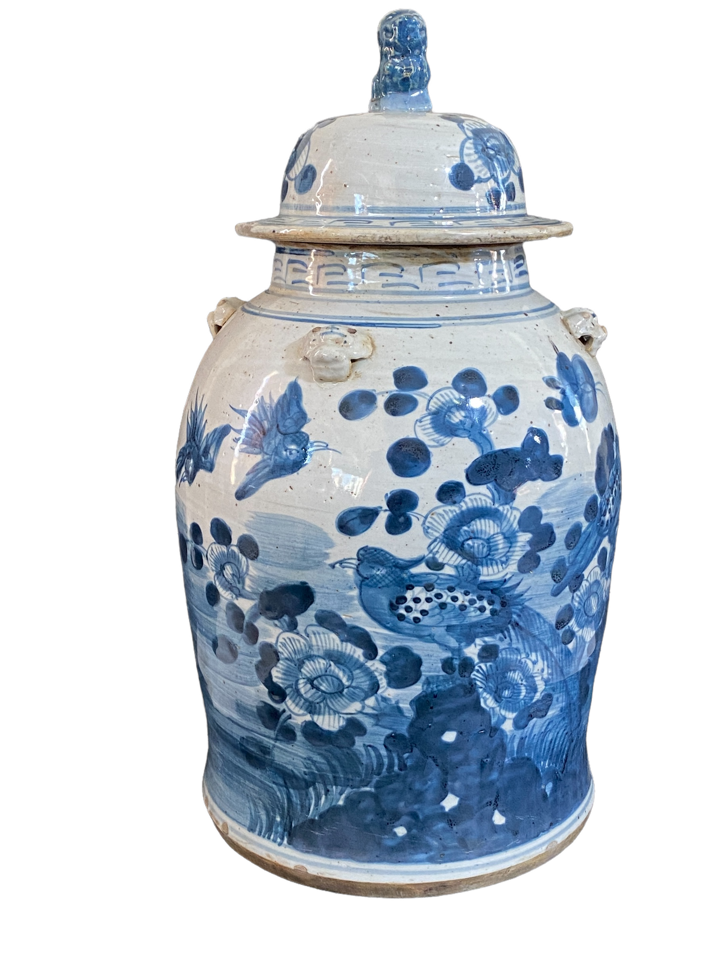 #3691 Chinoiserie B & W Porcelain Ginger Jar 18.5" H