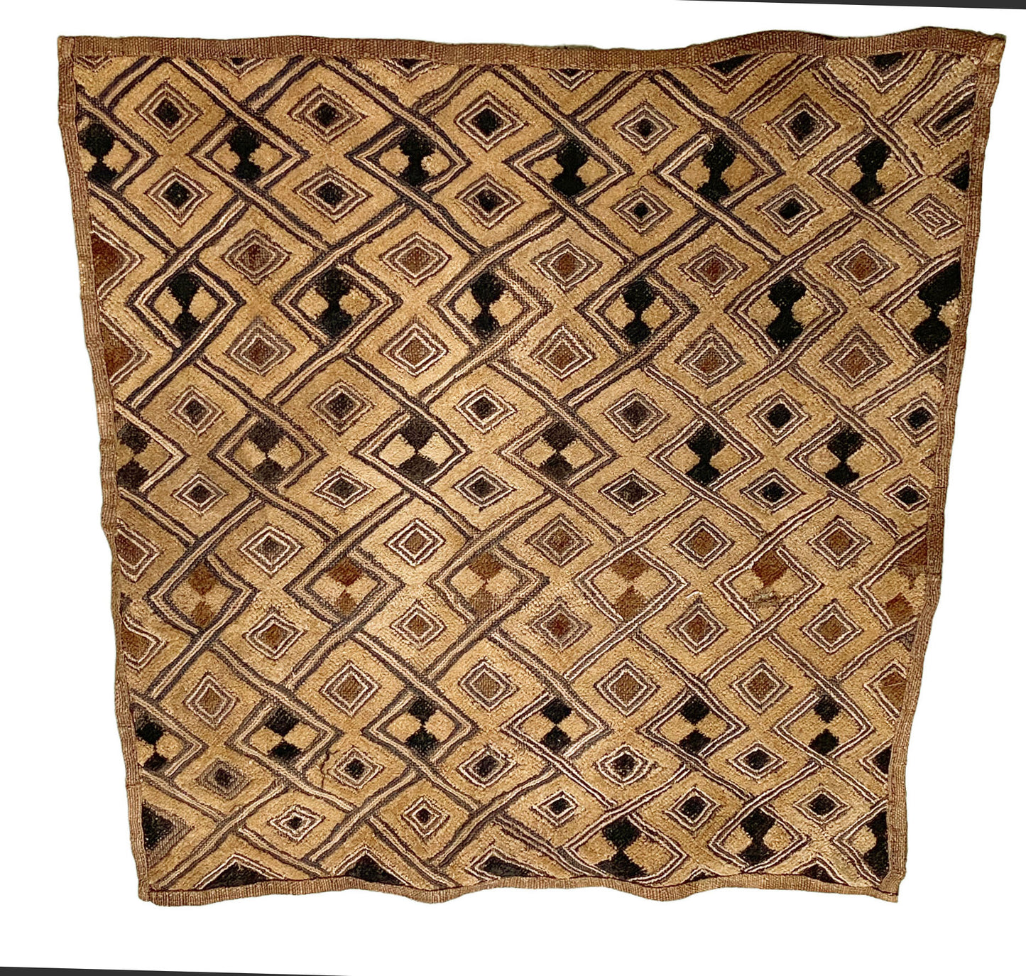 #5326  Vintage African Kuba Kasai Raffia Textile 24" by 23"