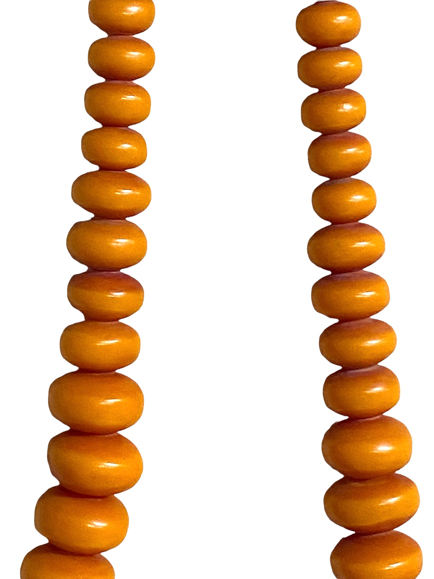 #4554 Superb LG Vtg African Simulated Amber Necklace w/ 71 trade beads