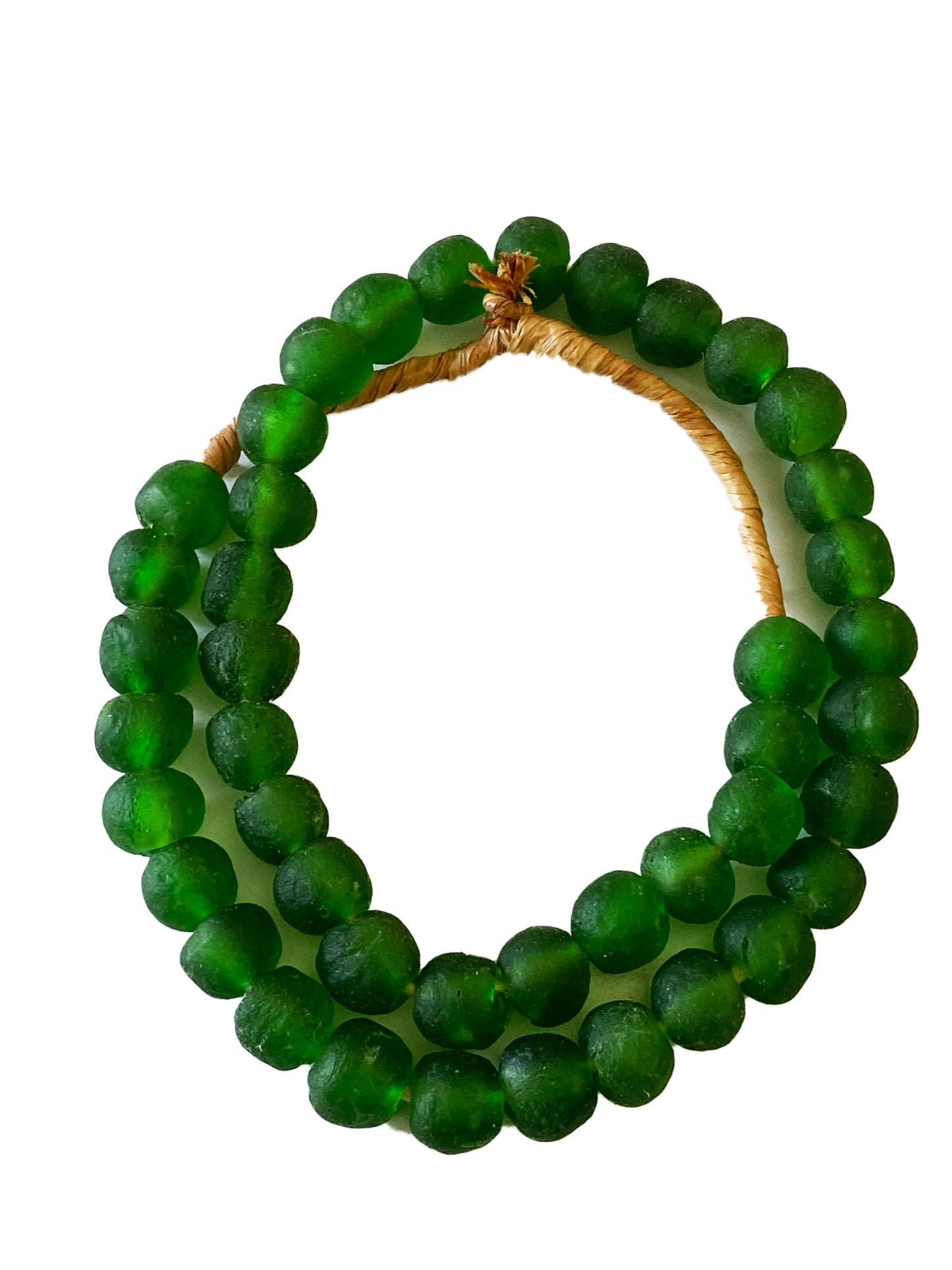 #2289 African Emerald Glass Trade Beads S/6